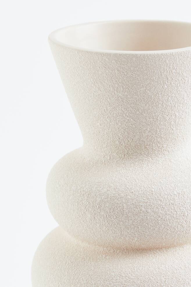 Stor vase i stentøj - Hvid - 2