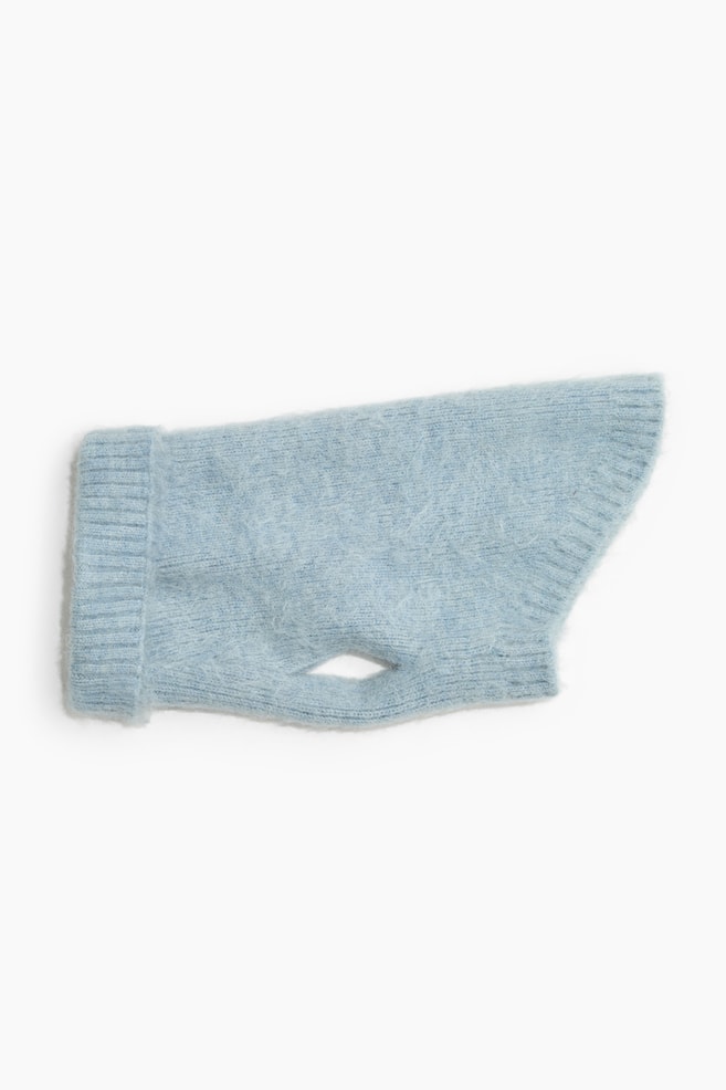Fluffy-knit dog jumper - Light dusty blue - 1