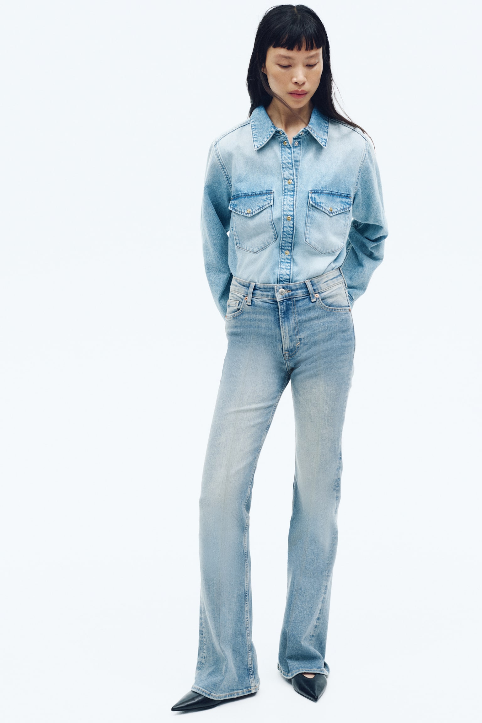 Jean évasé taille haute - Bleu denim clair/Bleu denim foncé/Gris foncé/Bleu denim/Bleu denim/Blanc/Bleu denim/Bleu denim/Bleu denim/Bleu denim foncé - 5