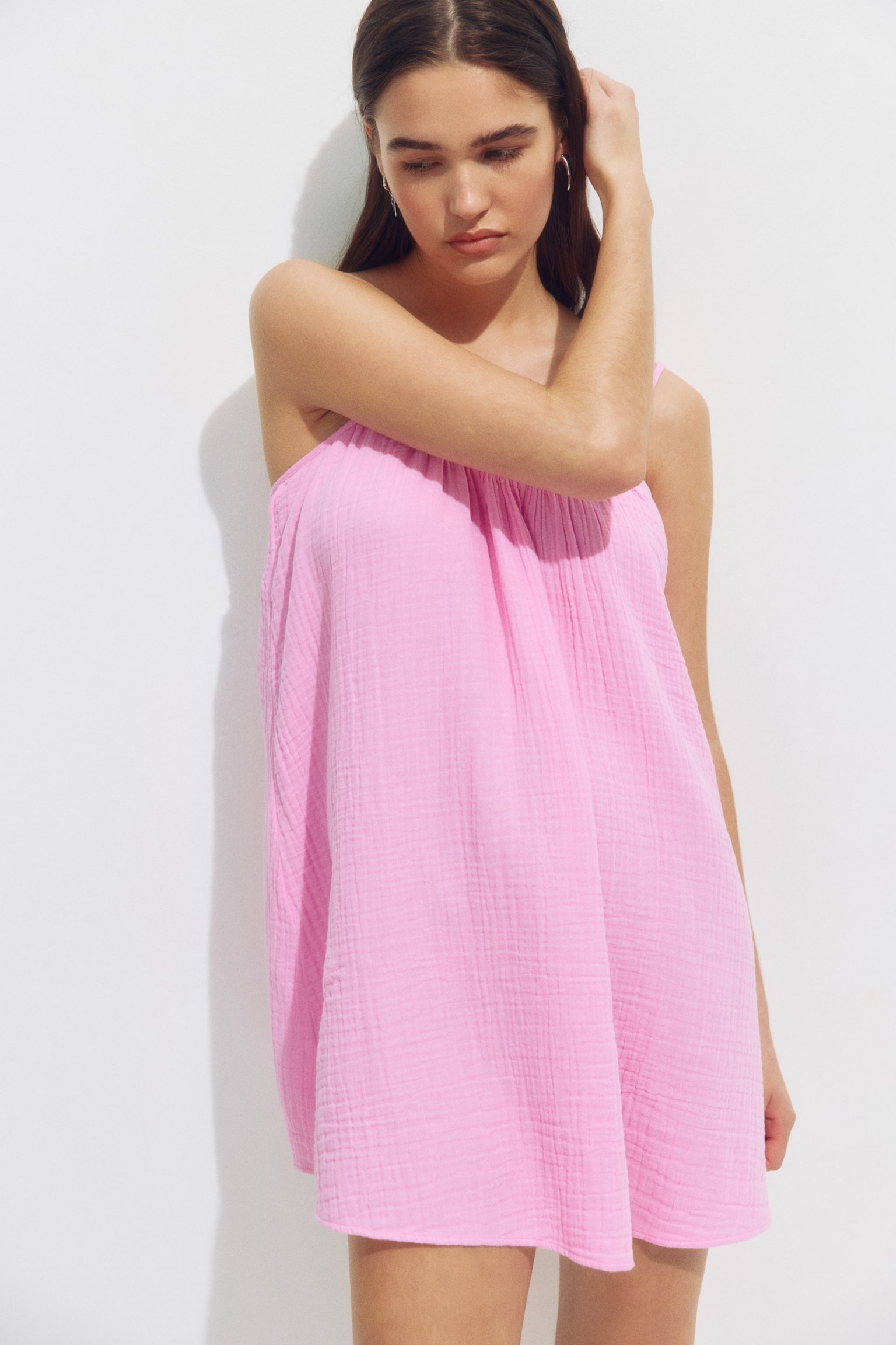 Muslin beach dress - Pink/White - 4