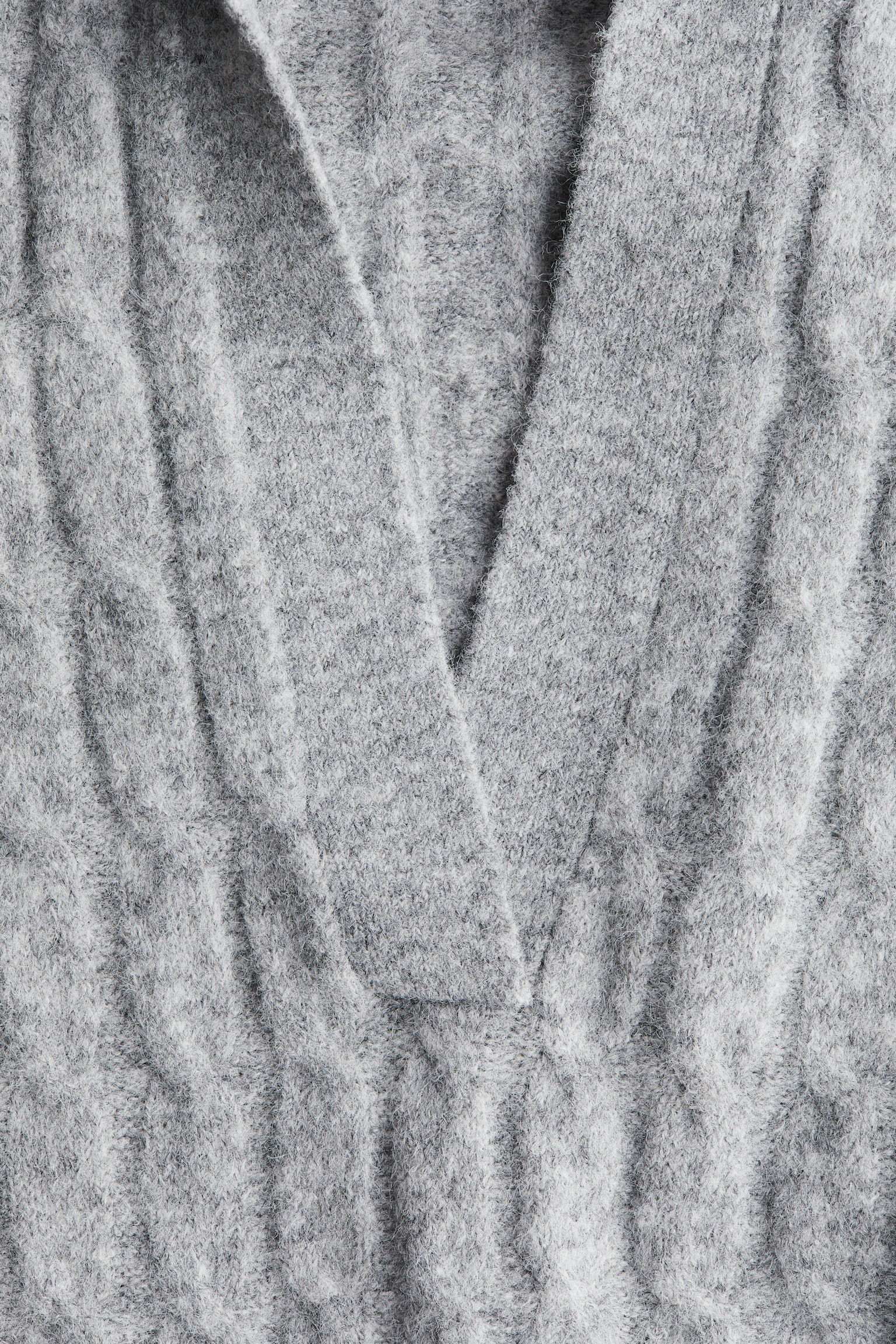 Cable-knit polo jumper - Light grey marl/Dusty beige/Beige - 5