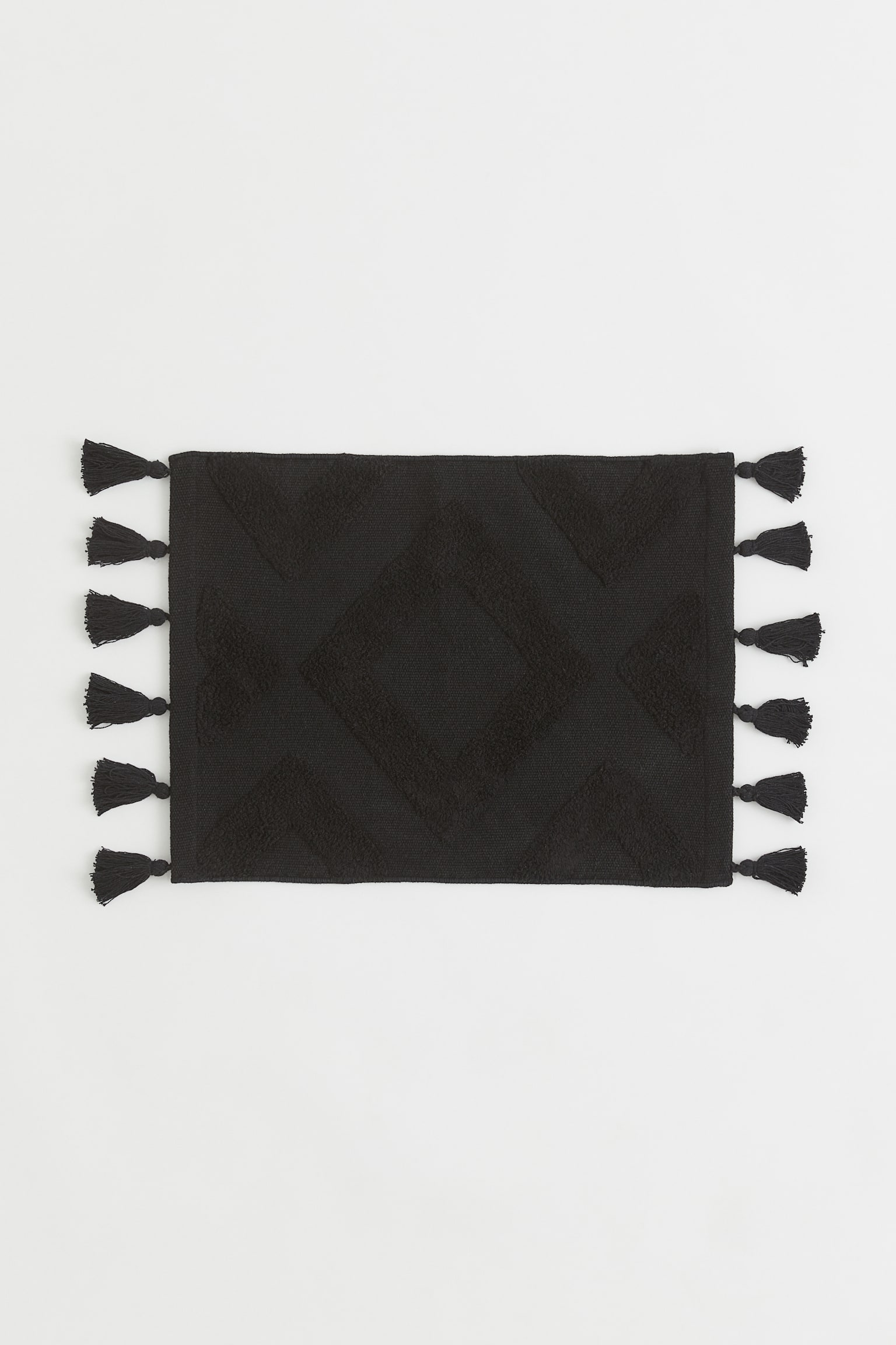 Tasselled bath mat - Black - 1