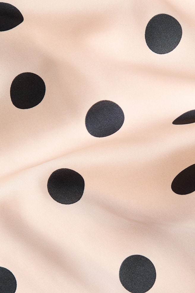 Flared-Skirt Satin Dress - Light beige/dotted - 6