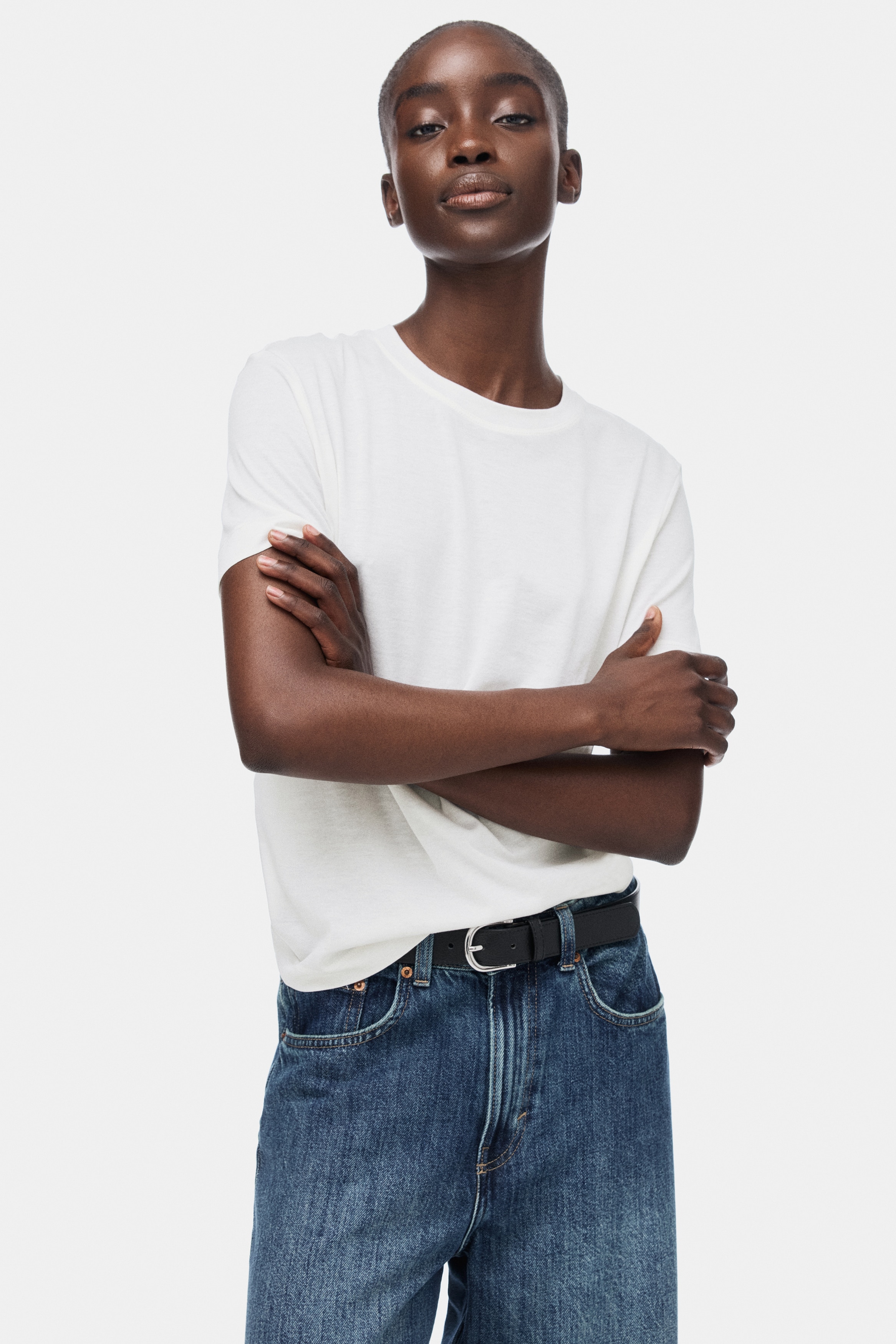 Silk-Blend T-Shirt - White/Black