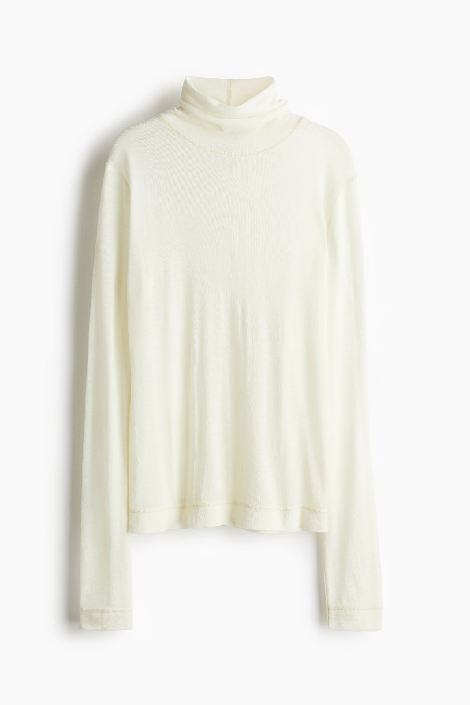 Polo-neck wool top - White/Cream/Black/Dark grey marl - 2