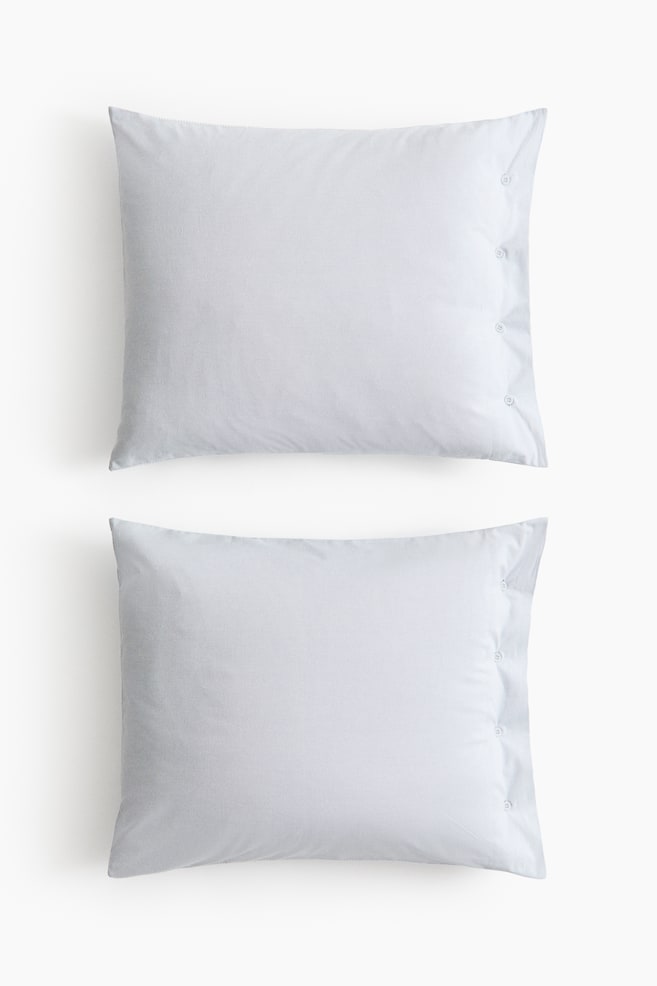 2-Pack Oxford-Weave Pillowcases - Pale dusty blue/striped/Light beige/striped - 1