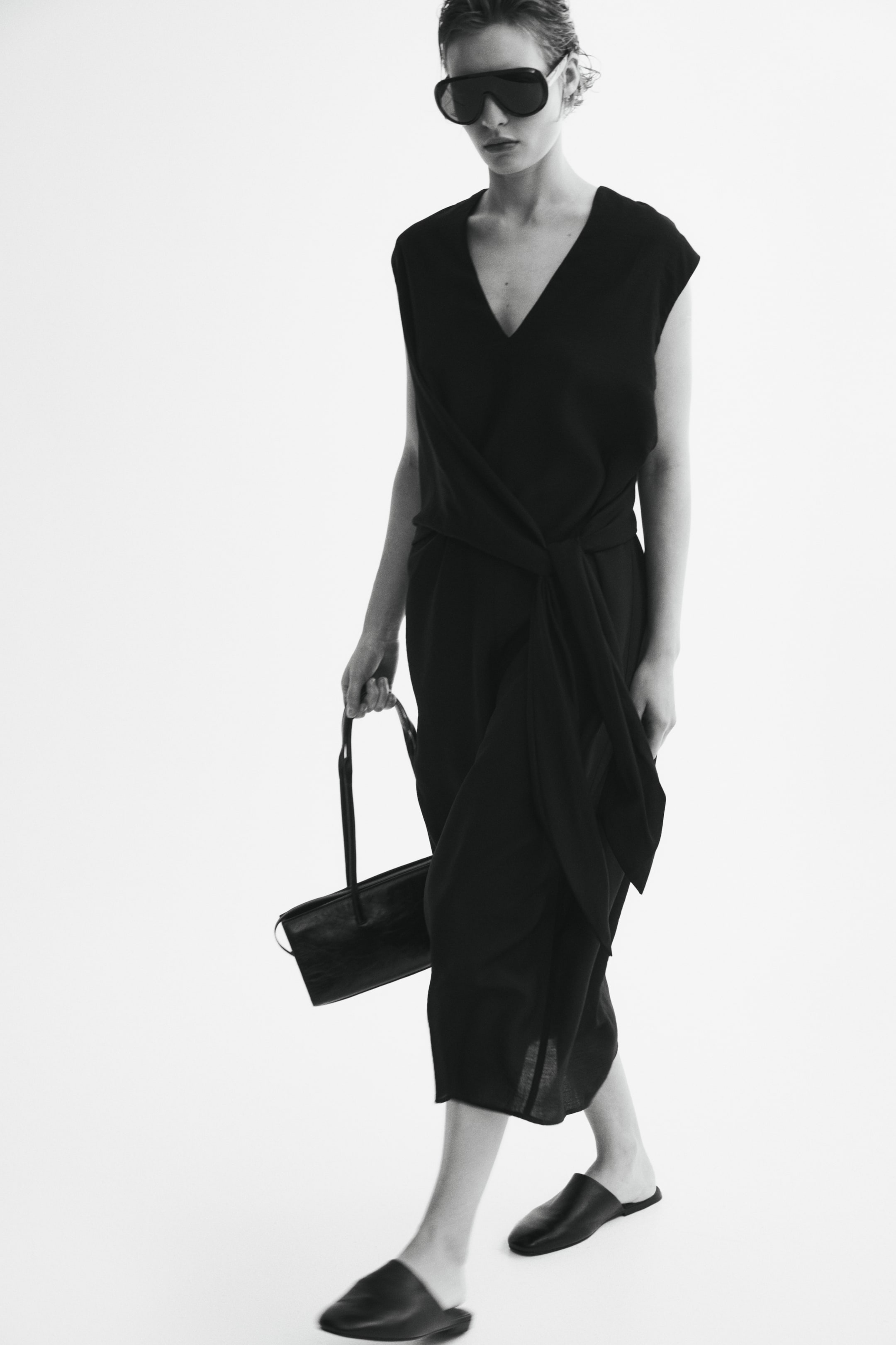 Sleeveless Wrap-Detail Dress