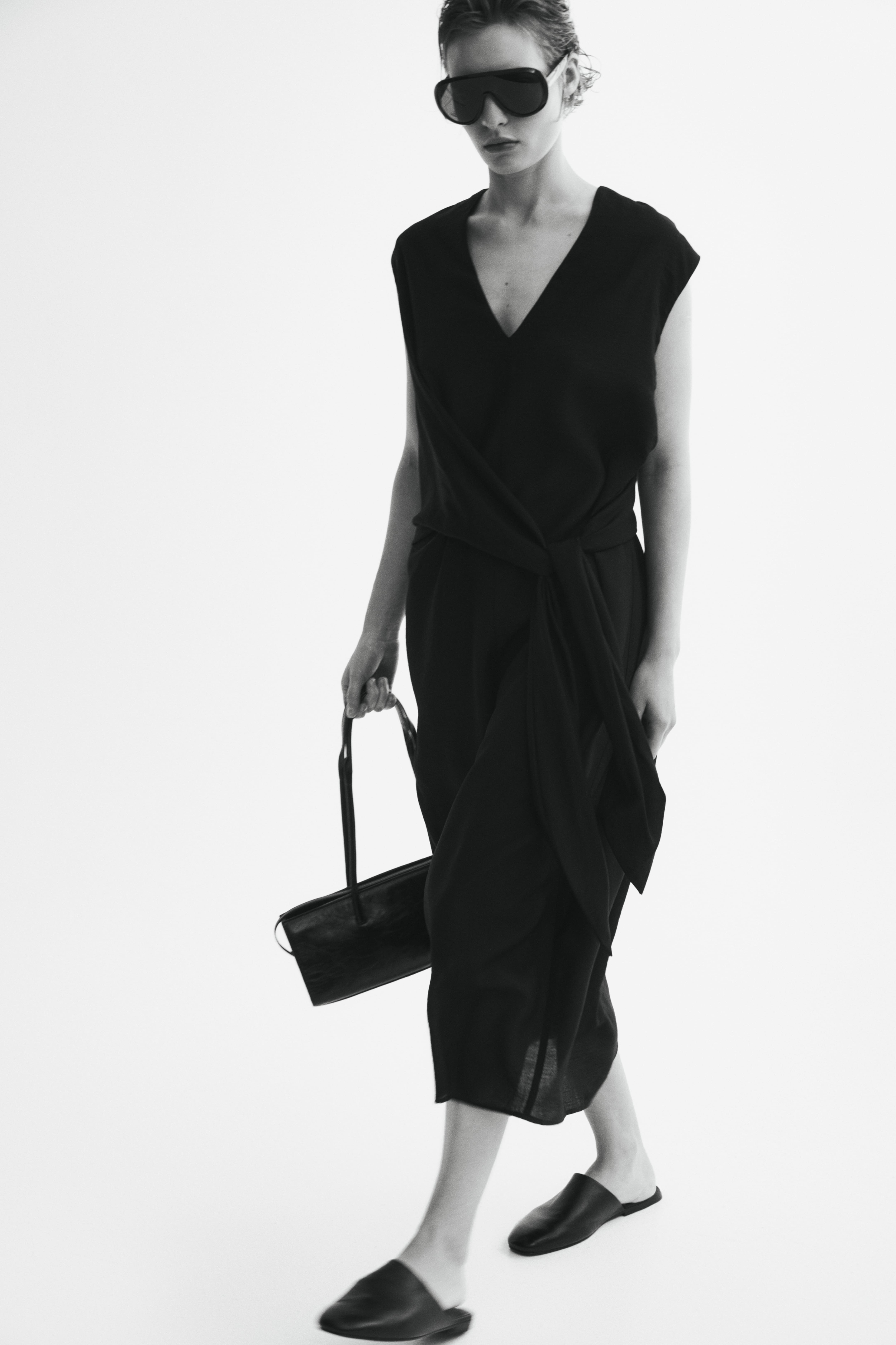 Sleeveless Wrap-Detail Dress