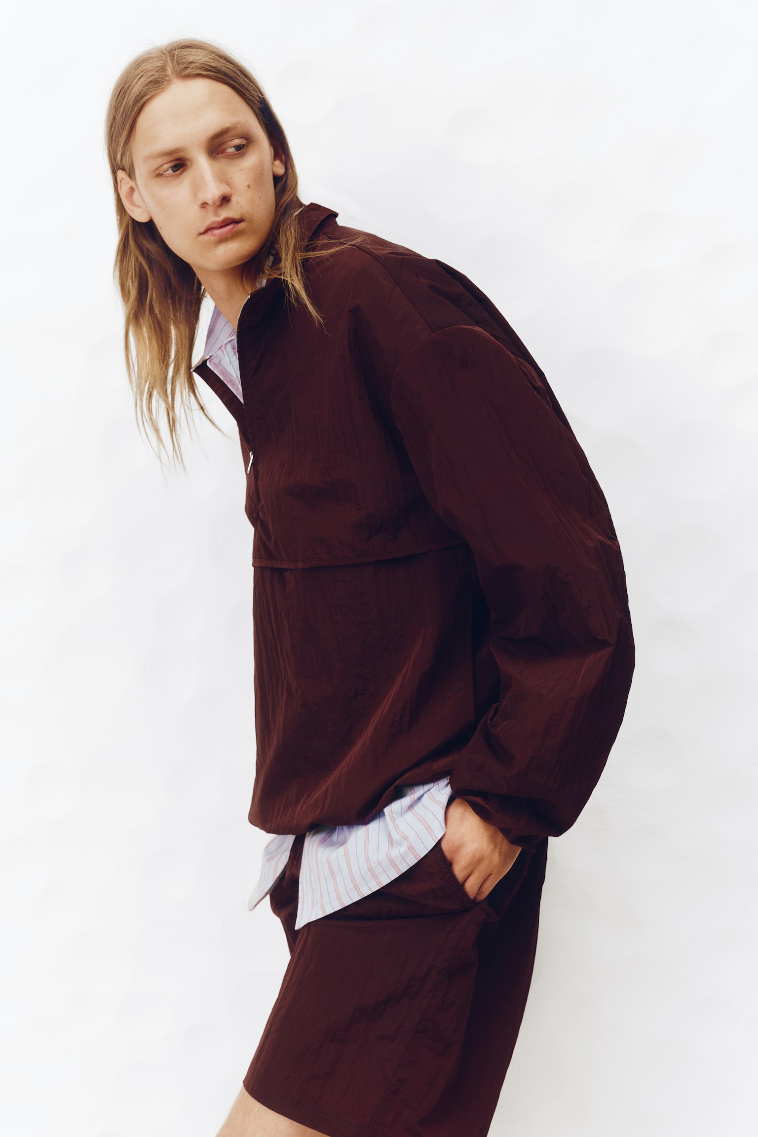 Мужская куртка H&M Anorak, цвет: Бордовый — фото 6