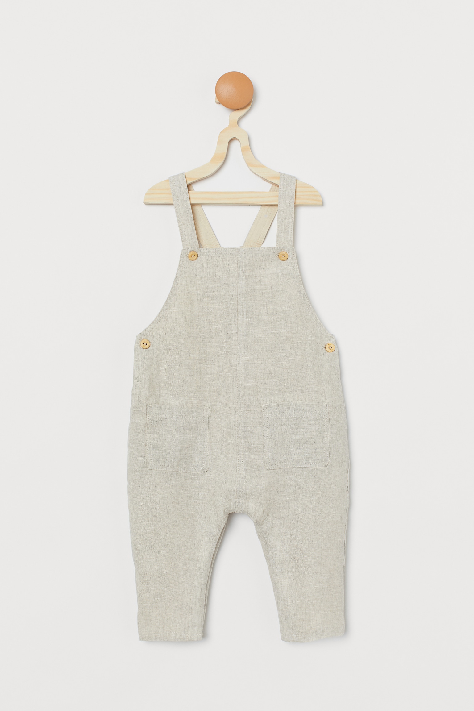 Linen Dungarees - Natural white - 1