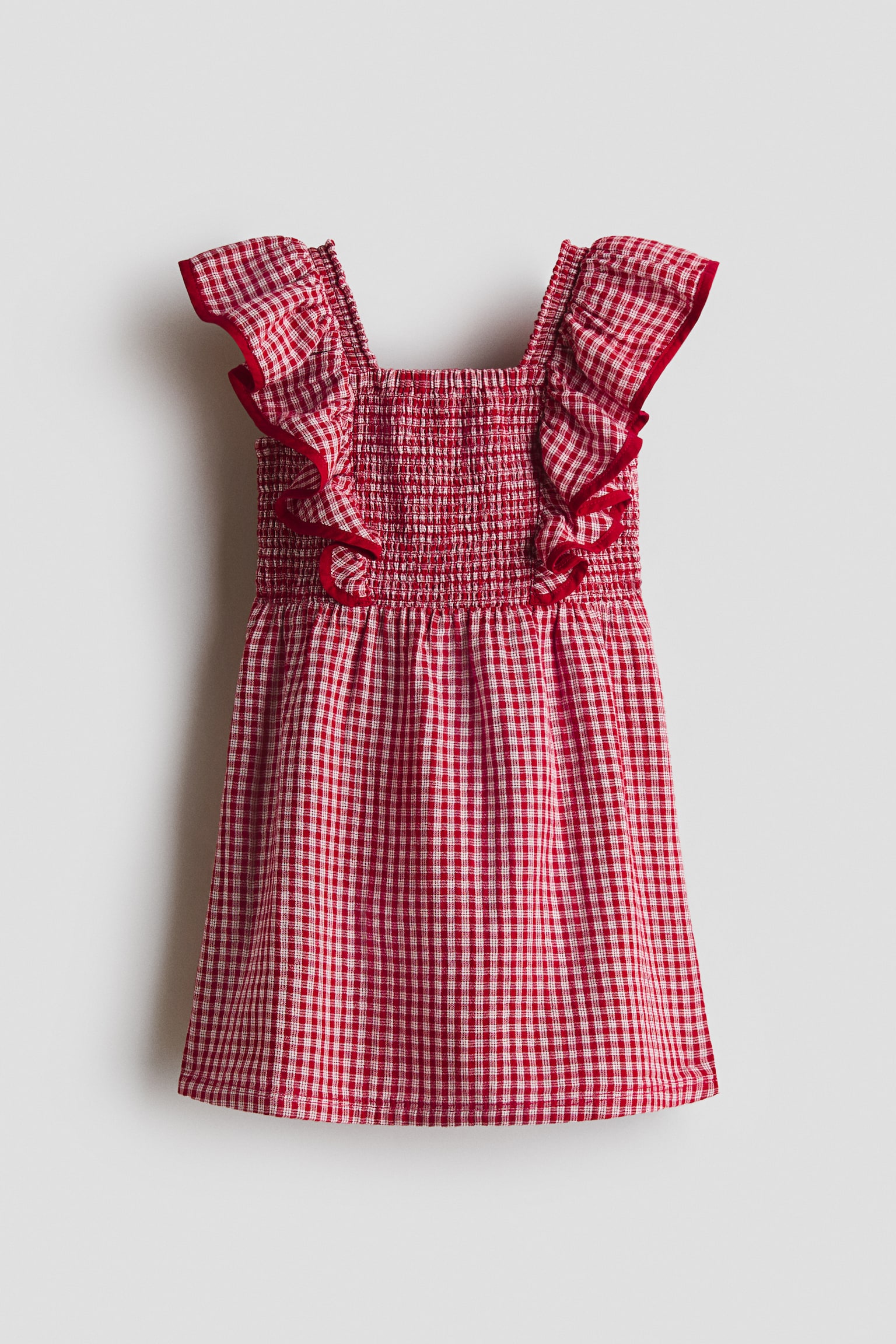 Smocked Flounce-Trimmed Dress