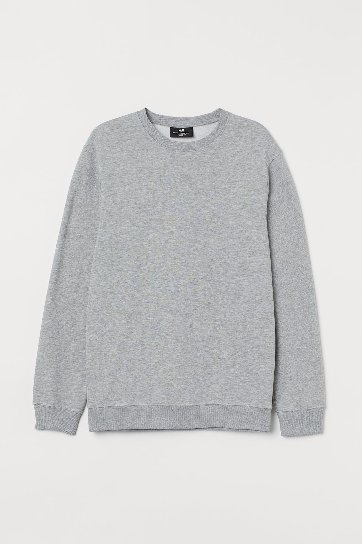 Relaxed Fit Sweatshirt - Round Neck - Long sleeve - Light gray melange ...