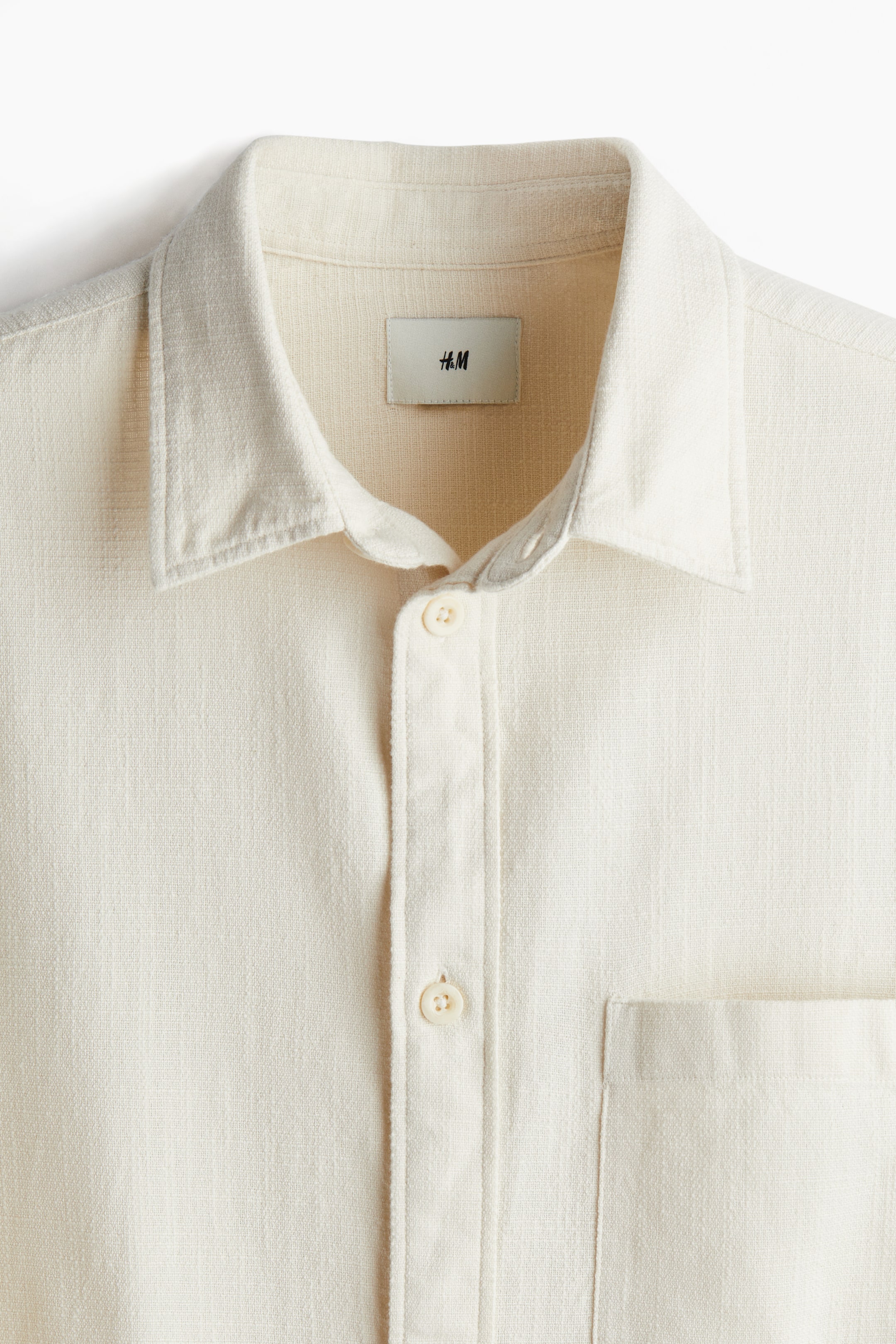 Regular Fit Textured Shirt - Cream - Men | H&M US