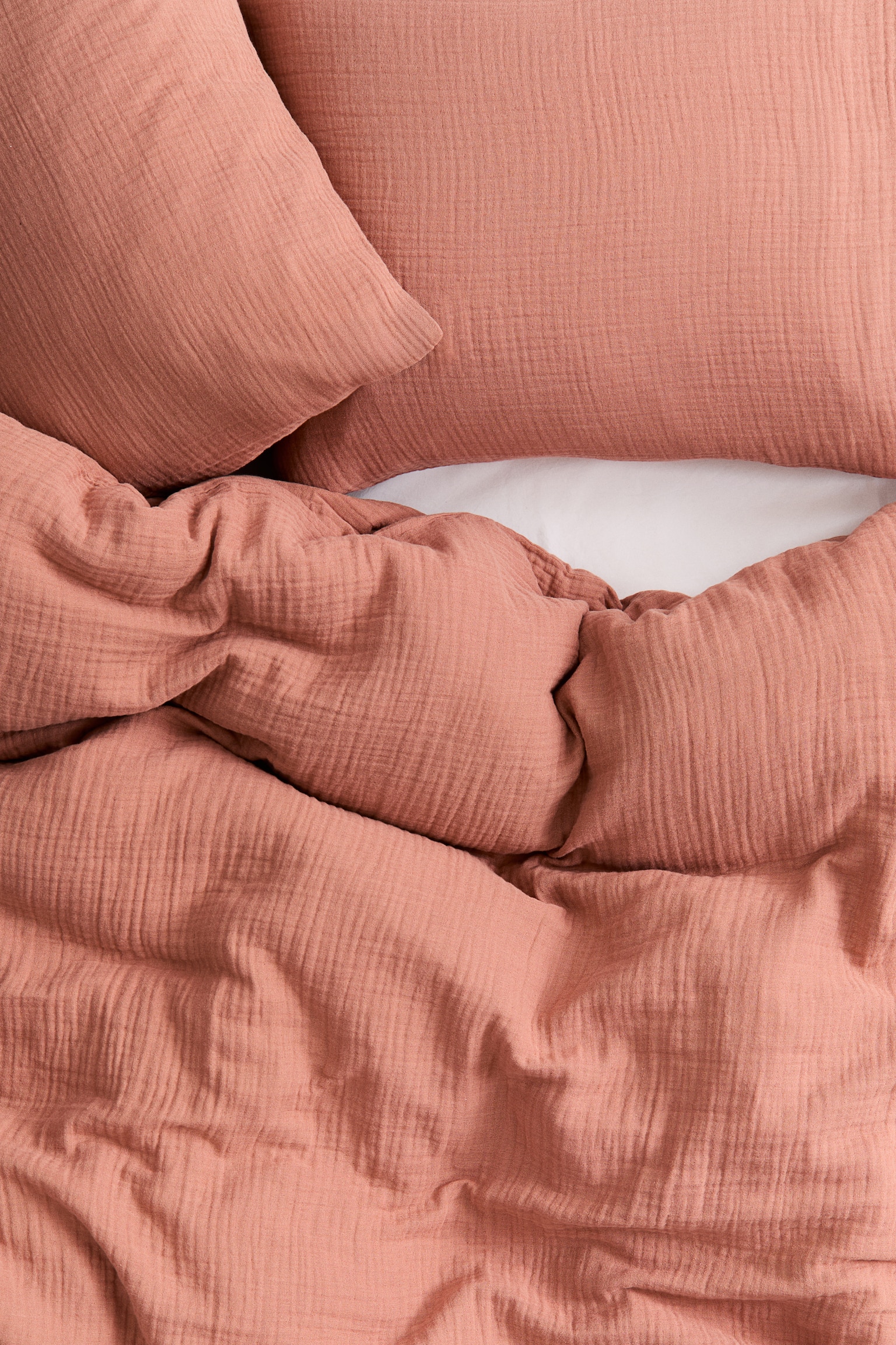 Muslin double/king duvet cover set - Rust red/Light dusty green/Dark pink/Light dusty blue/Brown/Mole/Light mole/White/Light pink/Anthracite grey/Forest green/Dark brown/Black/Light beige/Dark green/Old rose/Dark dusty orange - 3