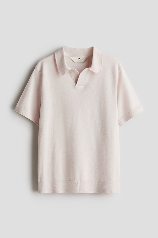 Fijngebreid poloshirt - Lichtroze - 1