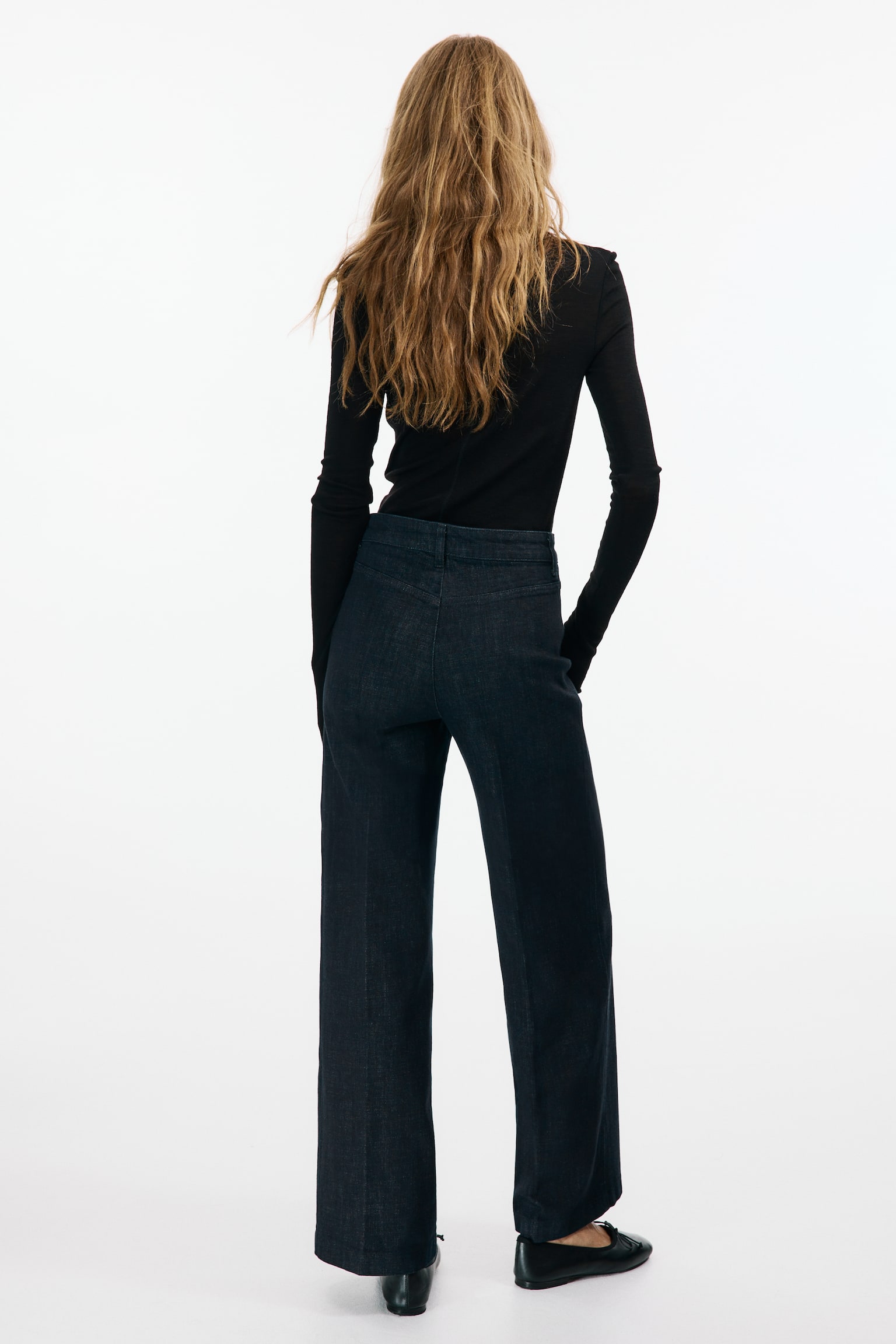 Wide High Waist Ankle Jeans - כחול נייבי ג'ינס/כחול ג'ינס כהה/לבן/אדום עז/כחול ג'ינס/כחול ג'ינס בהיר - 4