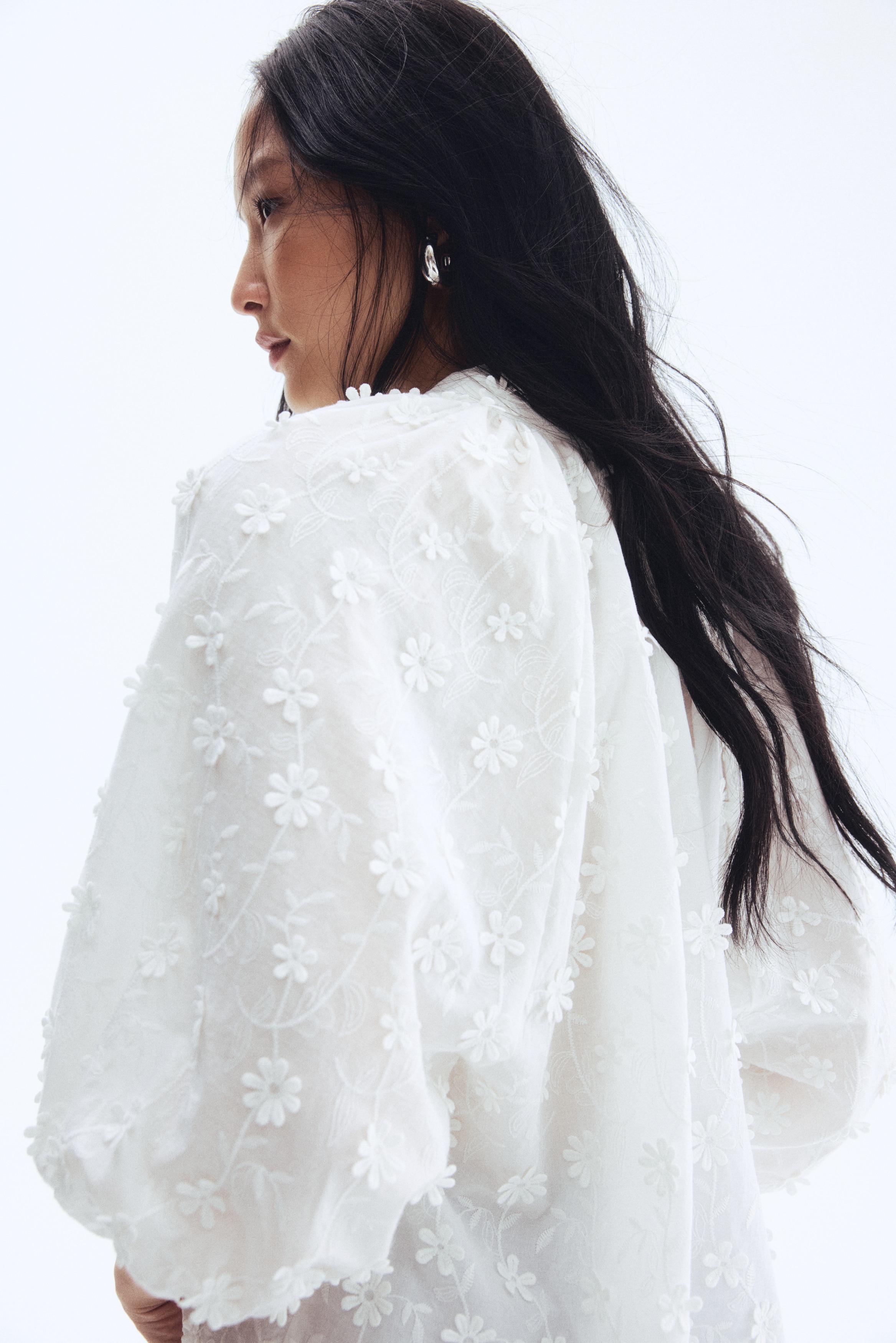 Appliquéd cotton blouse