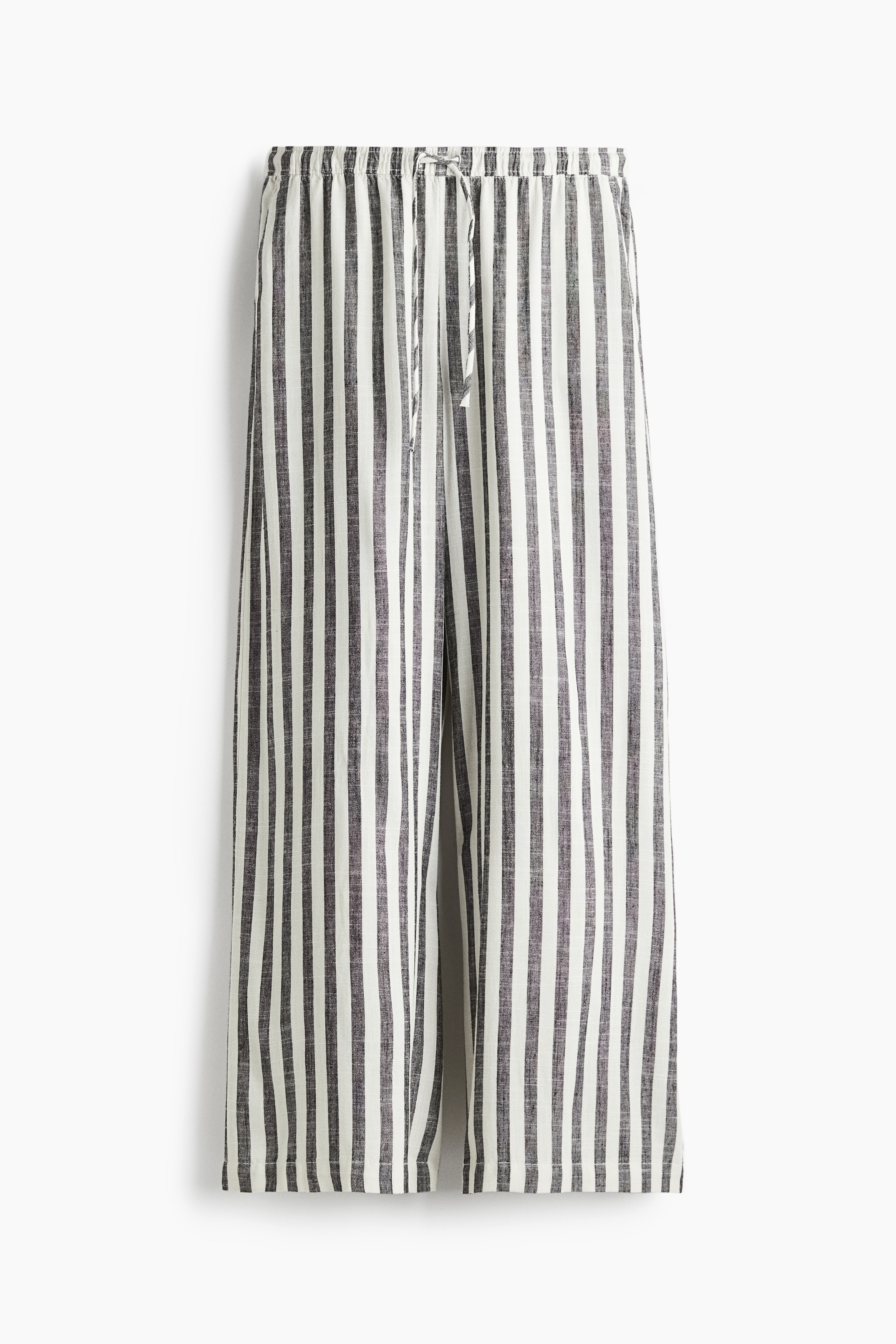 Linen Blend Drawstring Pants - Grey/Stripe/Grey/White/Stripe/Light blue/White