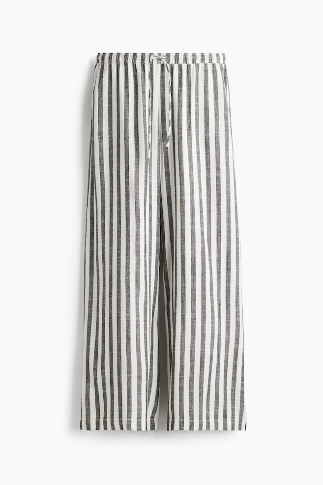 Linen-blend drawstring trousers - Grey/Striped/White/Striped/Grey/Light blue - 1