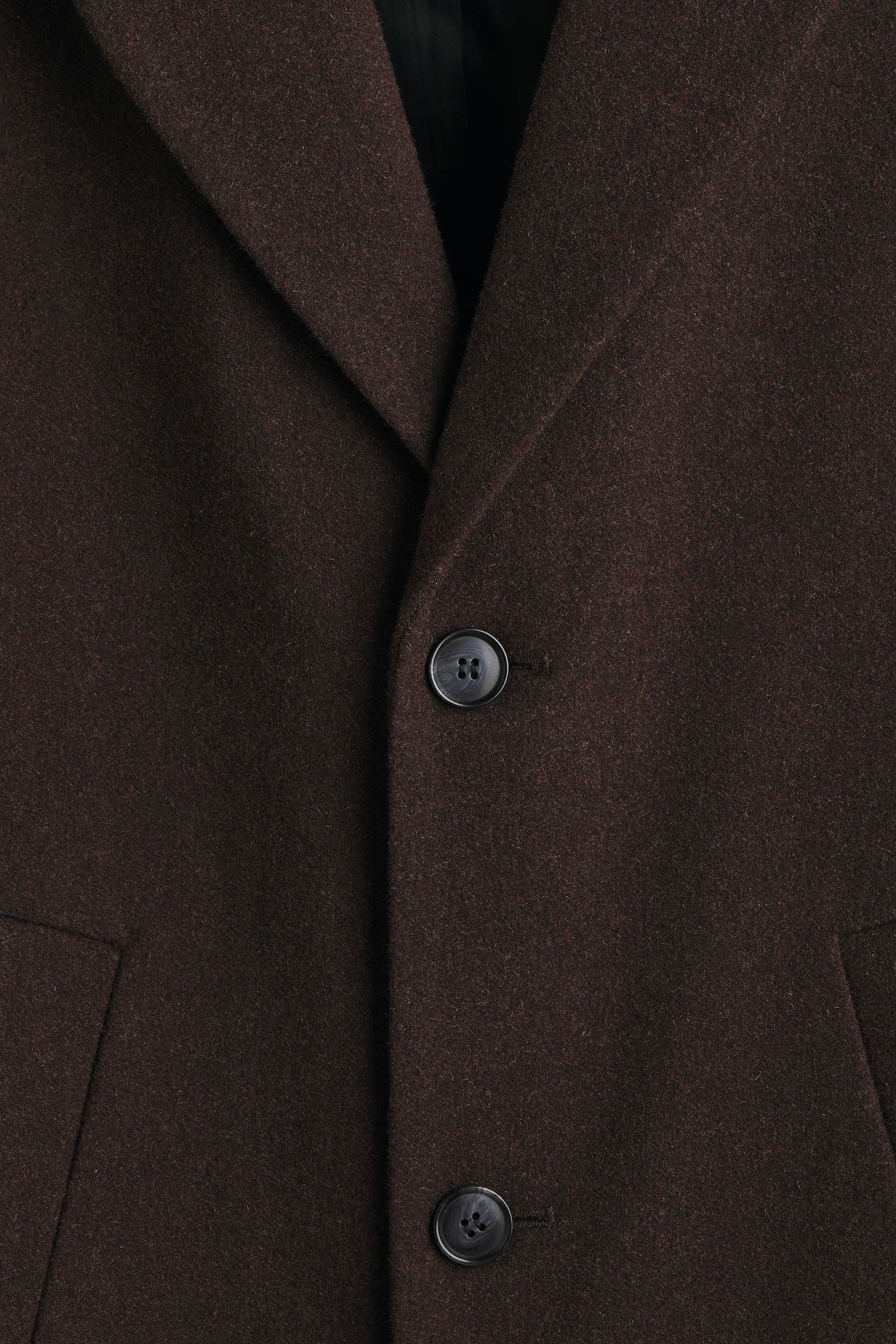 Single-breasted wool-blend coat - Dark brown/Black - 8