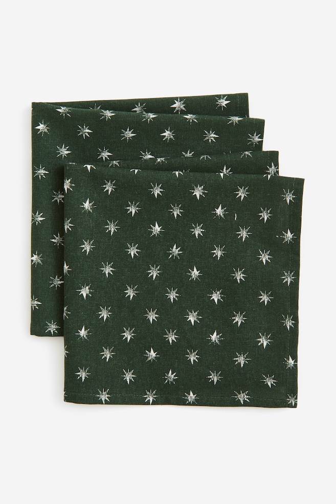 2-pack cotton napkins - Green/Stars/Red/Stars - 3