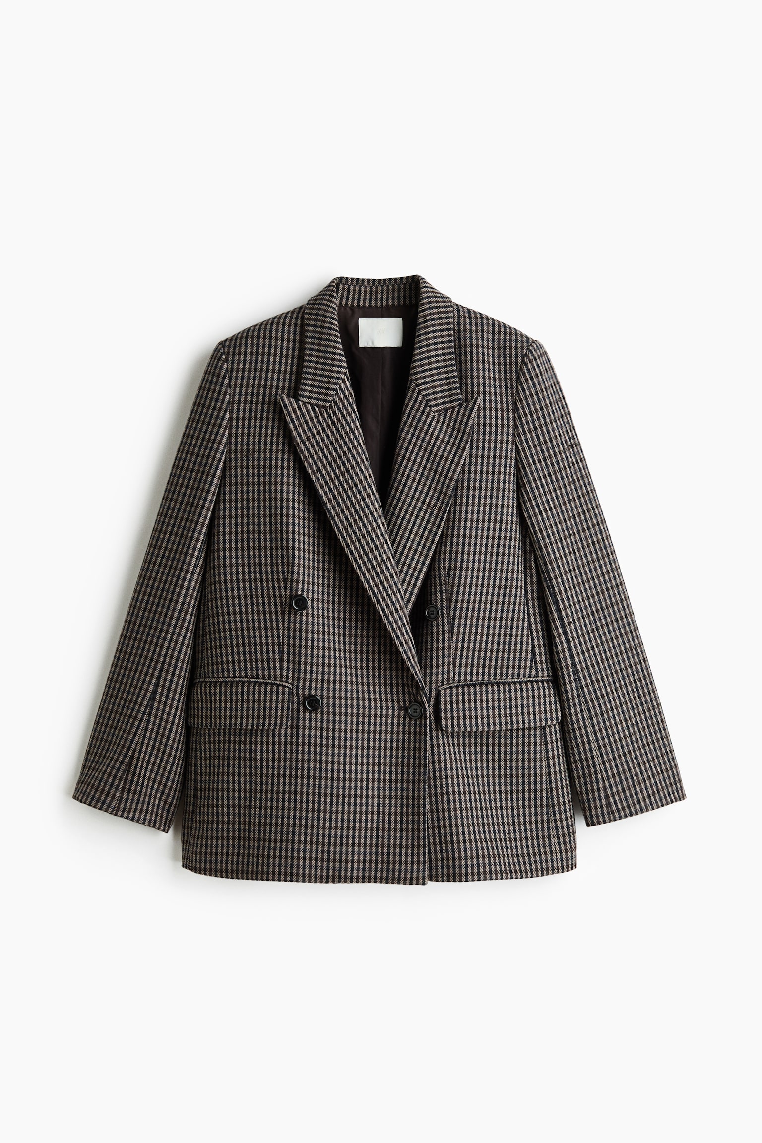 Zweireihiger Blazer - Hellbeige/Kariert/Dunkelbraun/Nadelstreifen