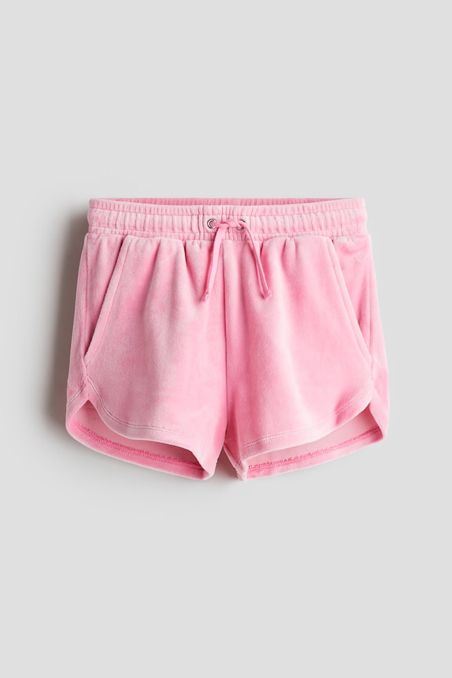 Velour pull-on shorts - Pink - 1