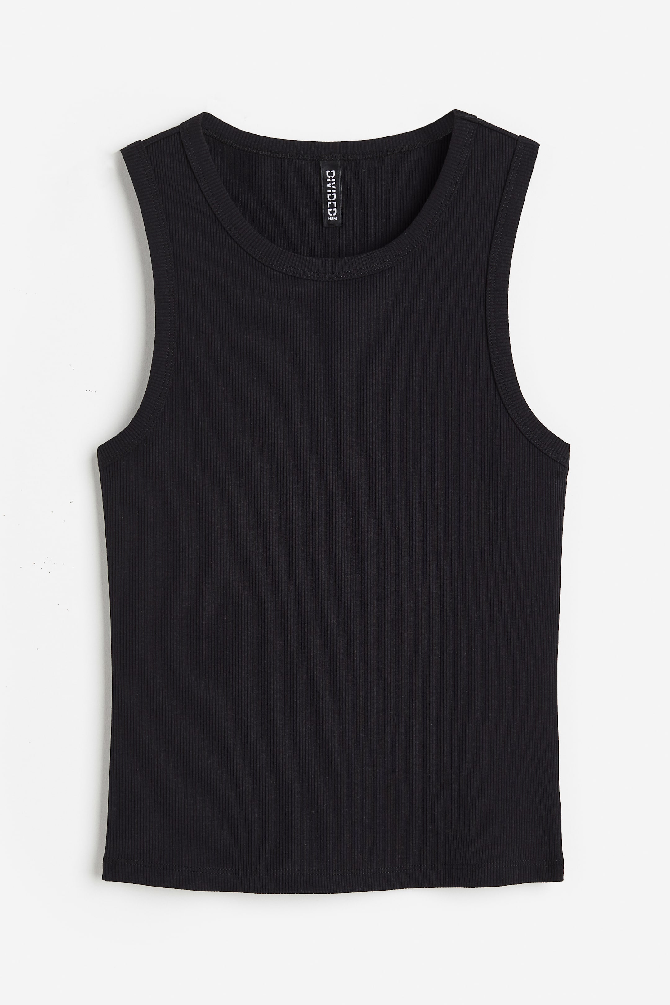 Ribbed vest top - Round neck - Sleeveless - Black - Ladies | H&M GB