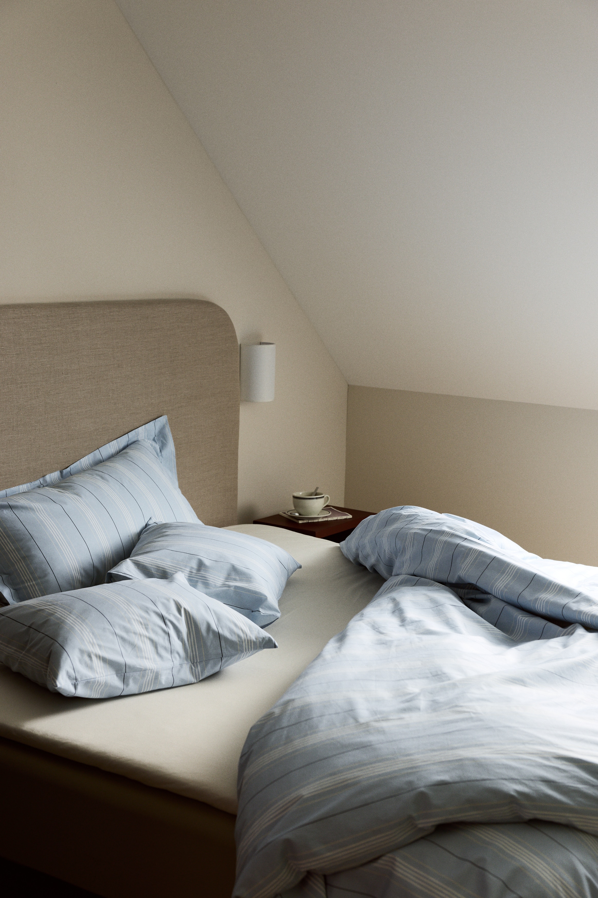 Komplet podwójnej pościeli z bawełnianego perkalu - Jasnoniebieski/Paski/Jasnożółty/Paski/Zielony/Paski/Jasnoróżowy/Paski