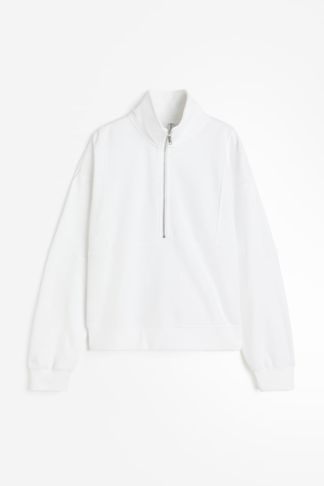 Zip-top sweatshirt - White/Black/Light grey marl - 2