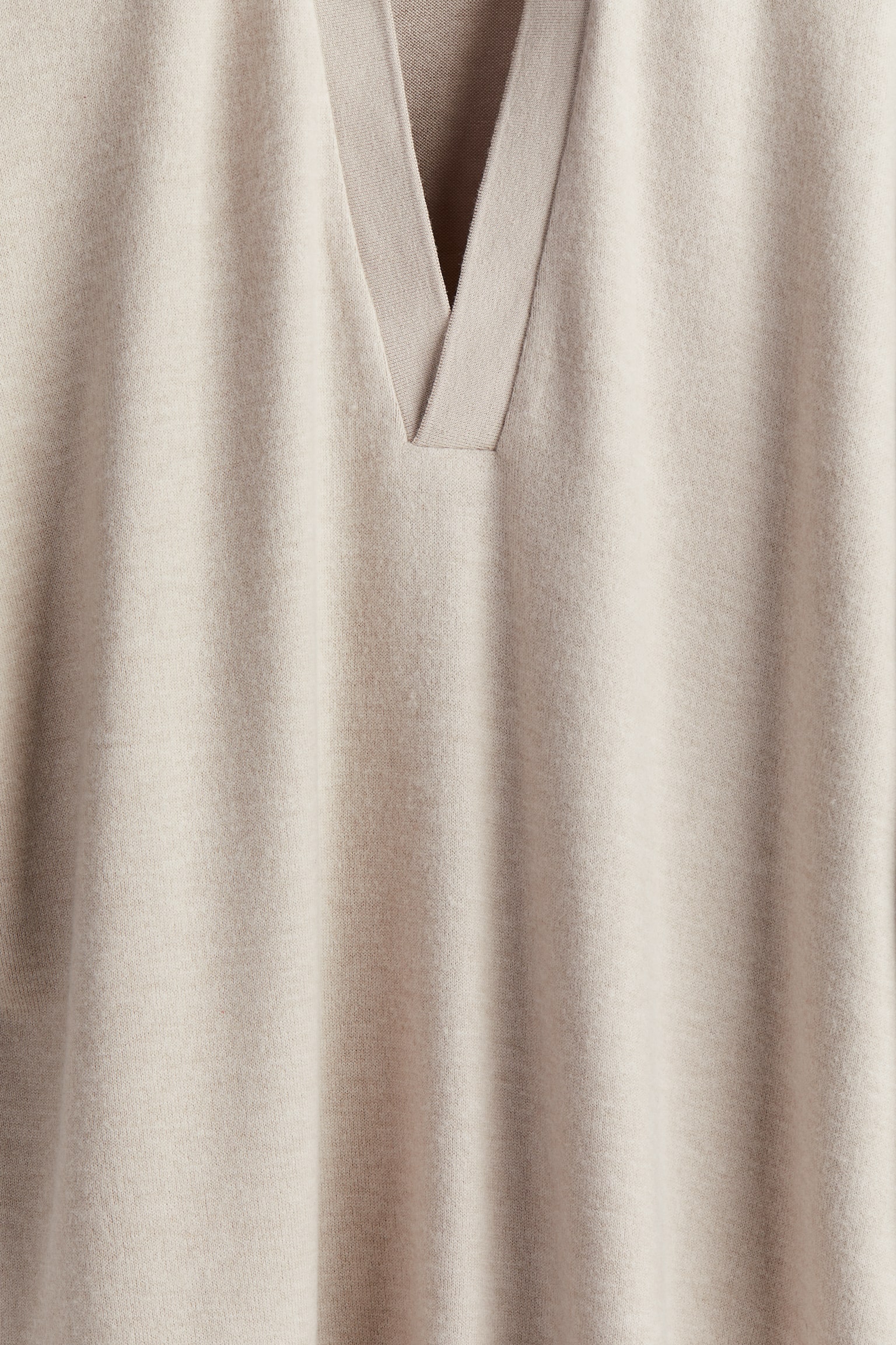 Collared top - Light beige/Dark grey marl - 6