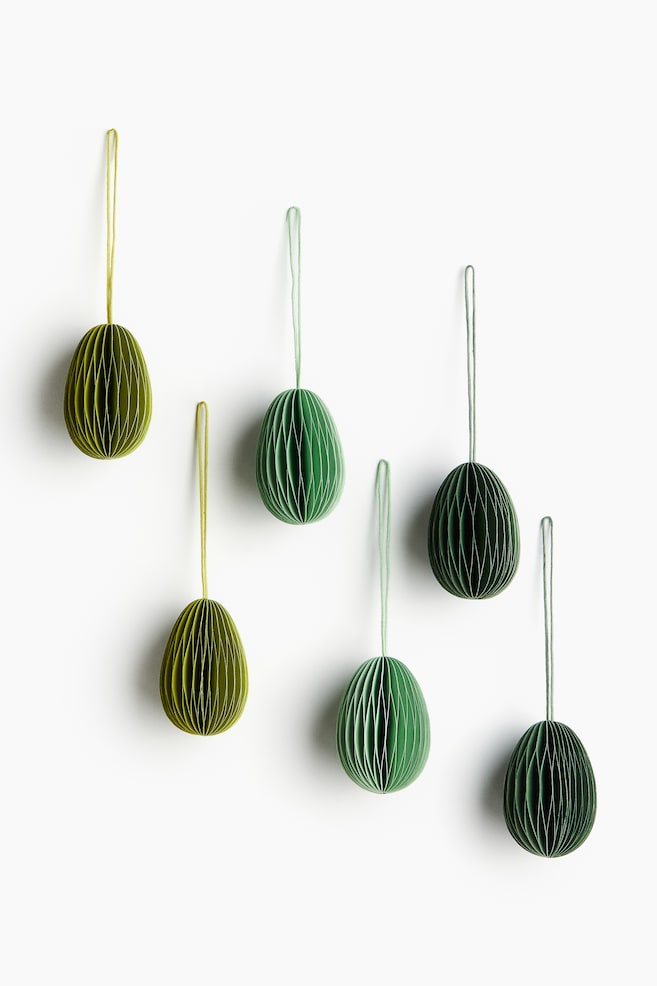 Lot de 6 décorations de Pâques - Vert/Beige clair/Jaune/rose/rouge/Vert olive/jaune/Jaune - 1