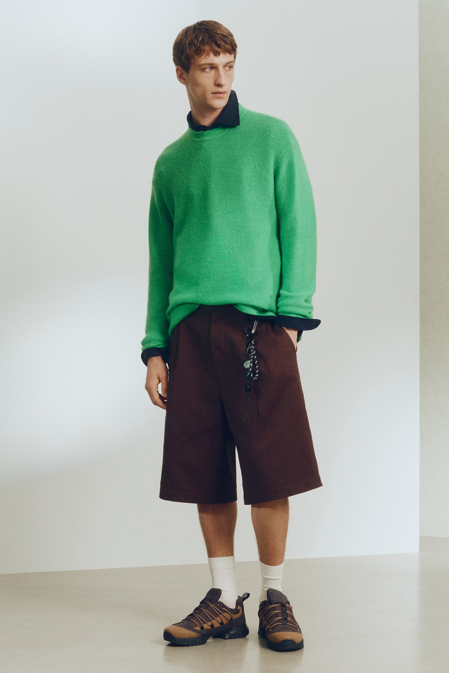 סוודר מתערובת צמר Loose Fit - ירוק עז - 3