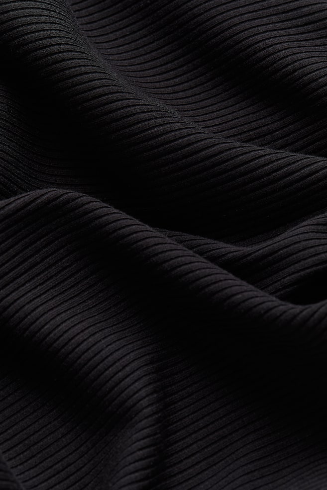 Rib-knit off-the-shoulder dress - Black/Black/Striped - 5