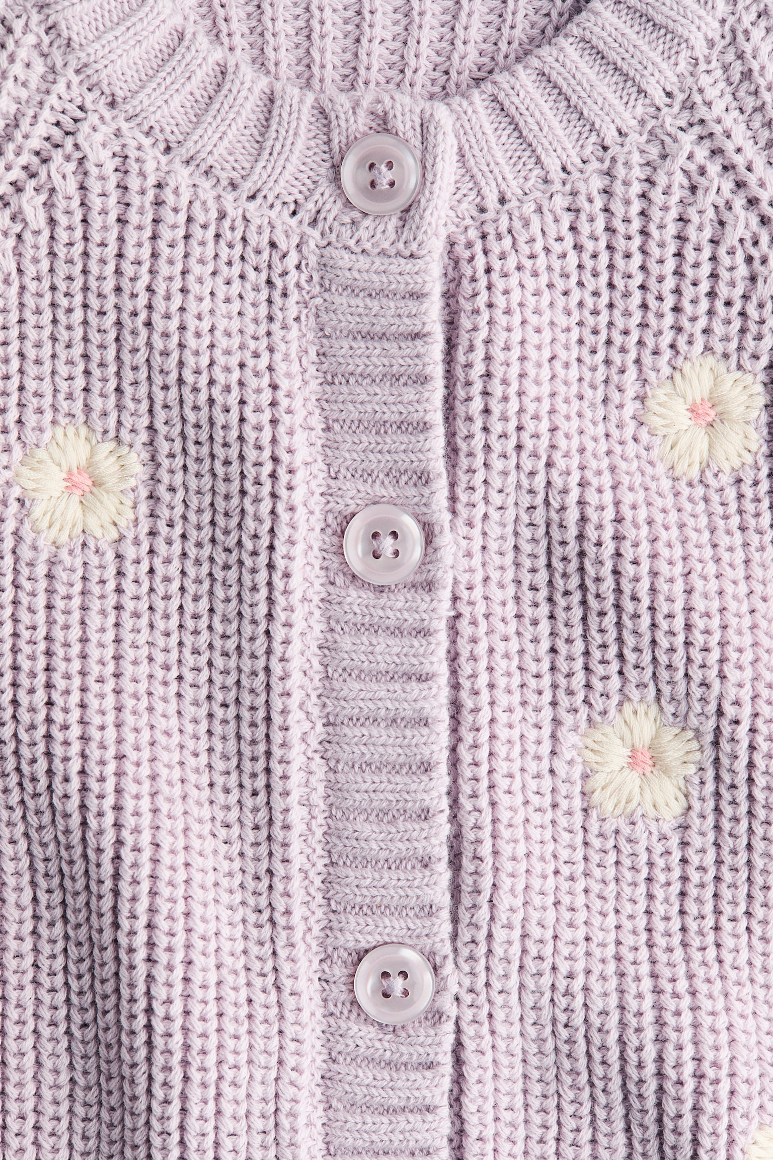 Cardigan med broderier - Lyslilla/Blomster/Rosa/Kirsebær - 2