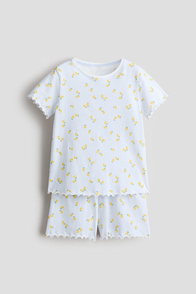 Printed cotton pyjamas - Light blue/Lemons/Light pink/Hearts - 1