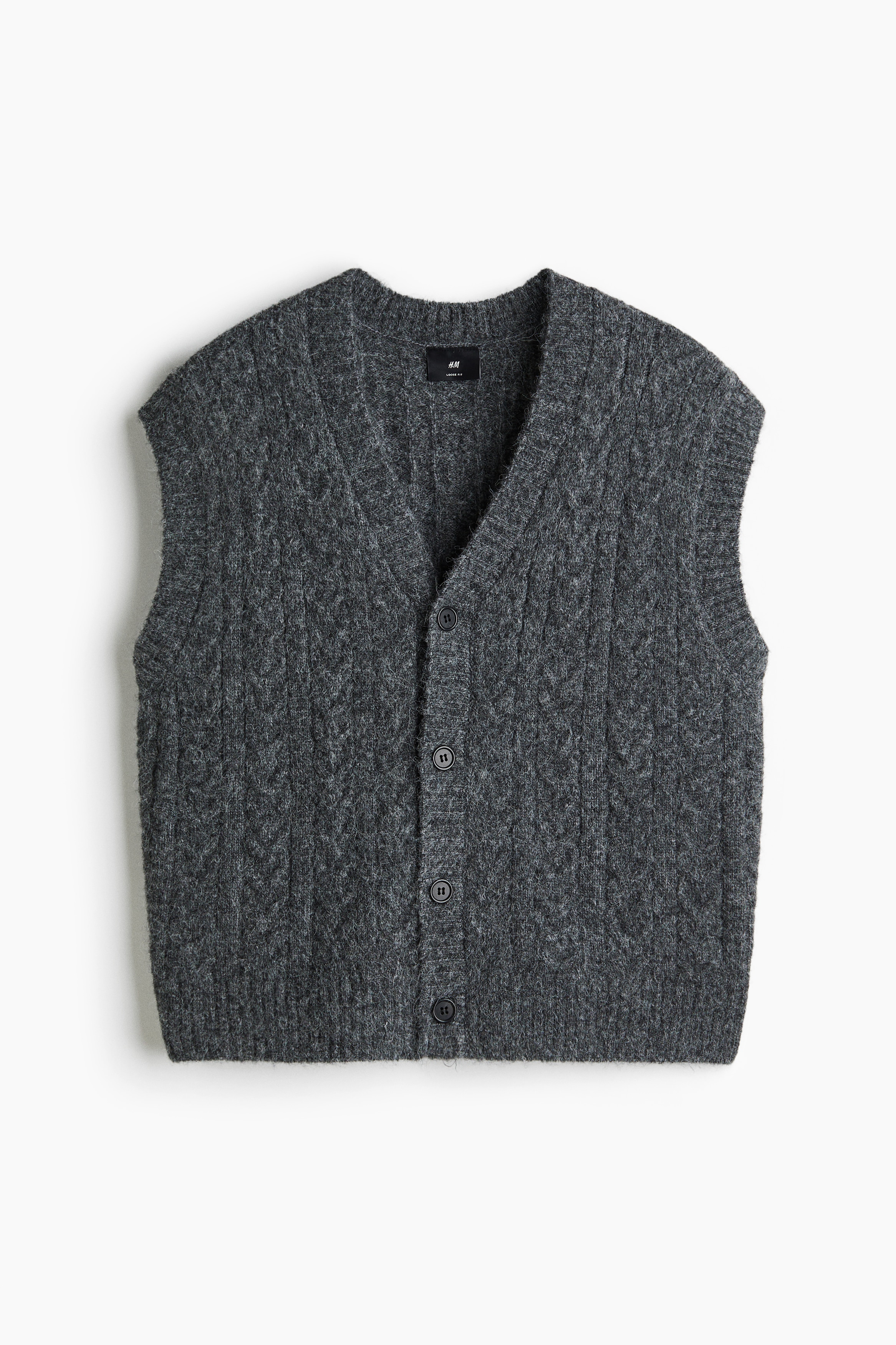 Loose Fit Cable-knit sweater vest - Grey