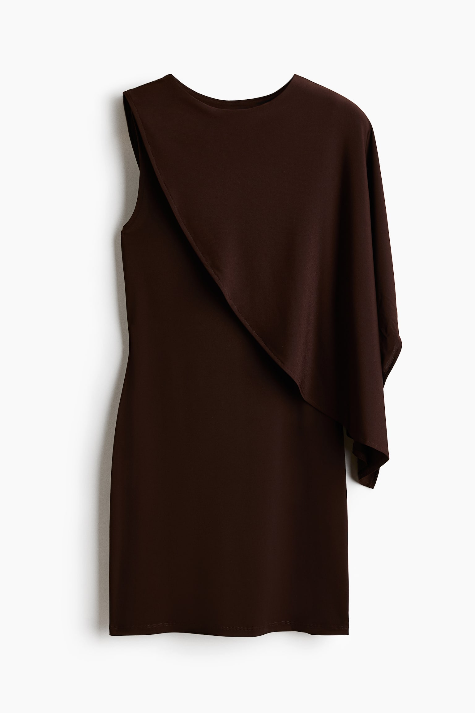 Cape-detail mini dress - Dark brown - 1