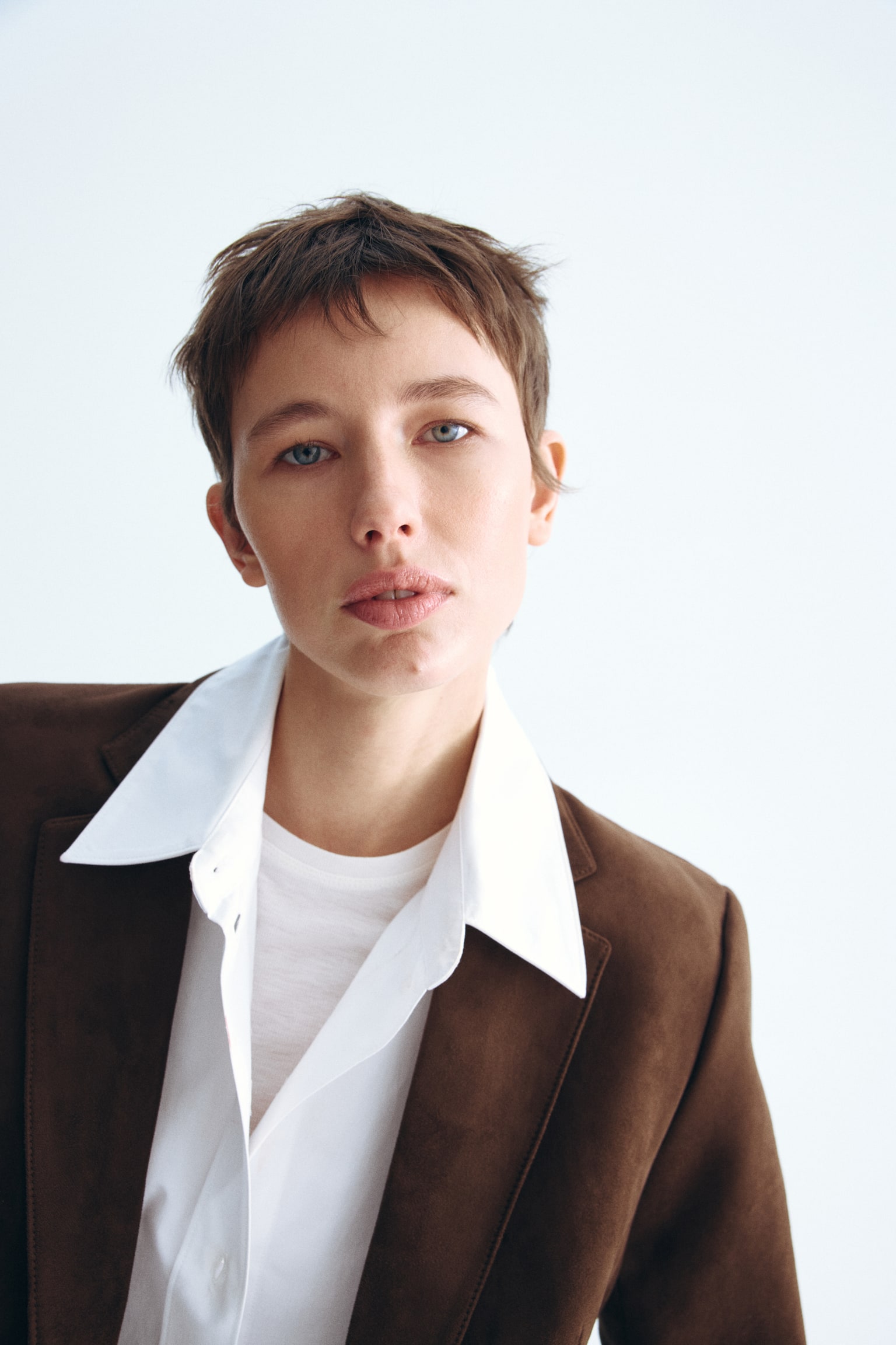 Однобортний блейзер - Темно-коричневий - 3