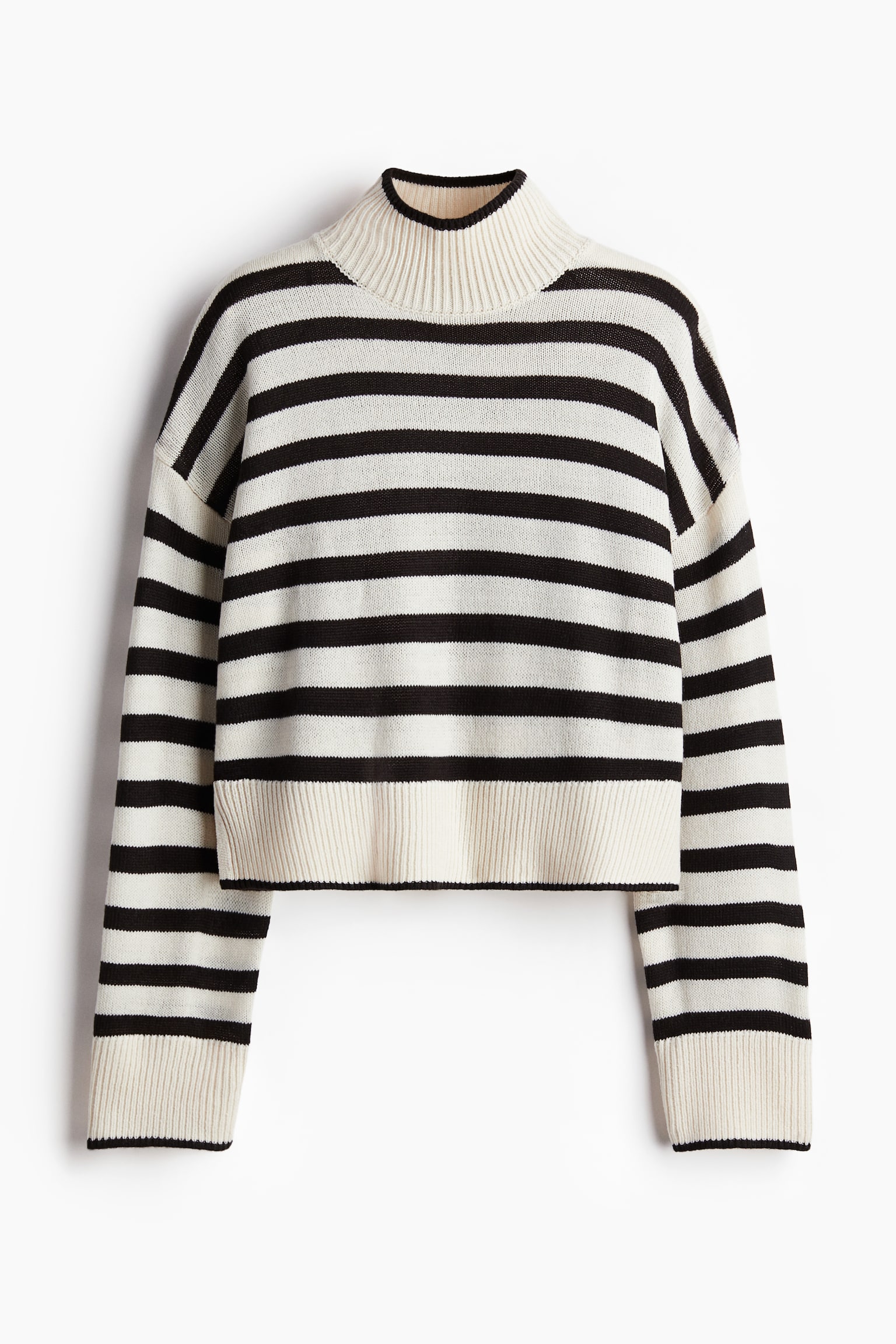 Fine-knit turtleneck jumper - Cream/Striped/Burgundy/Black/Cream - 2