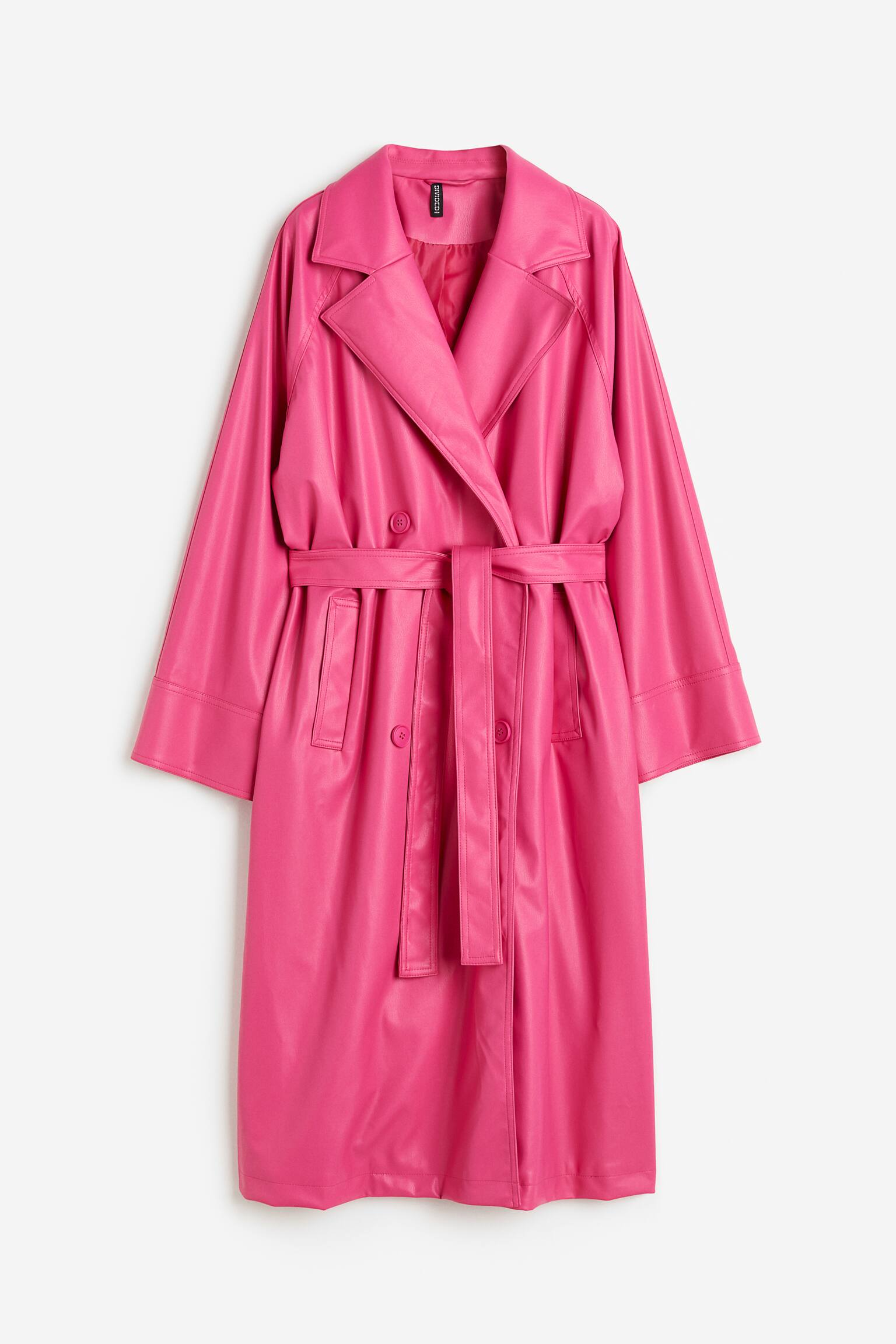 Oversized Trench Coat - Cerise/Black - 1