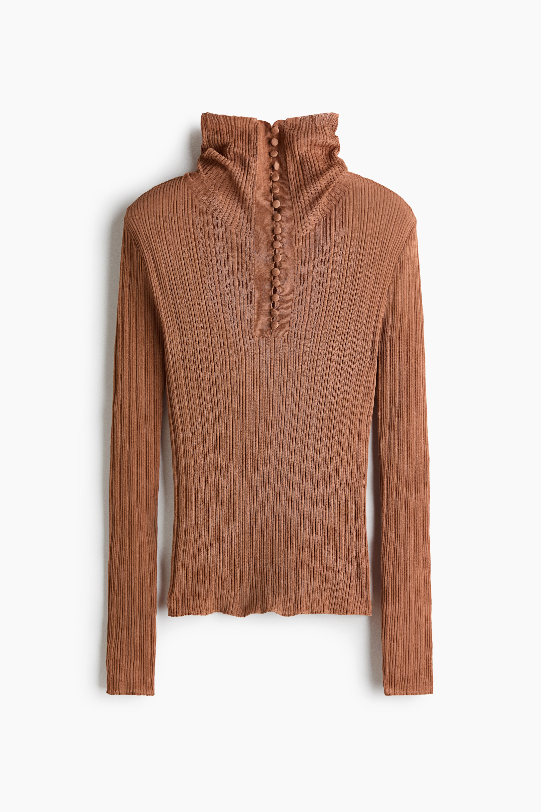 View larger image: Button-detail turtleneck top - Dark beige - Ladies | H&M 1