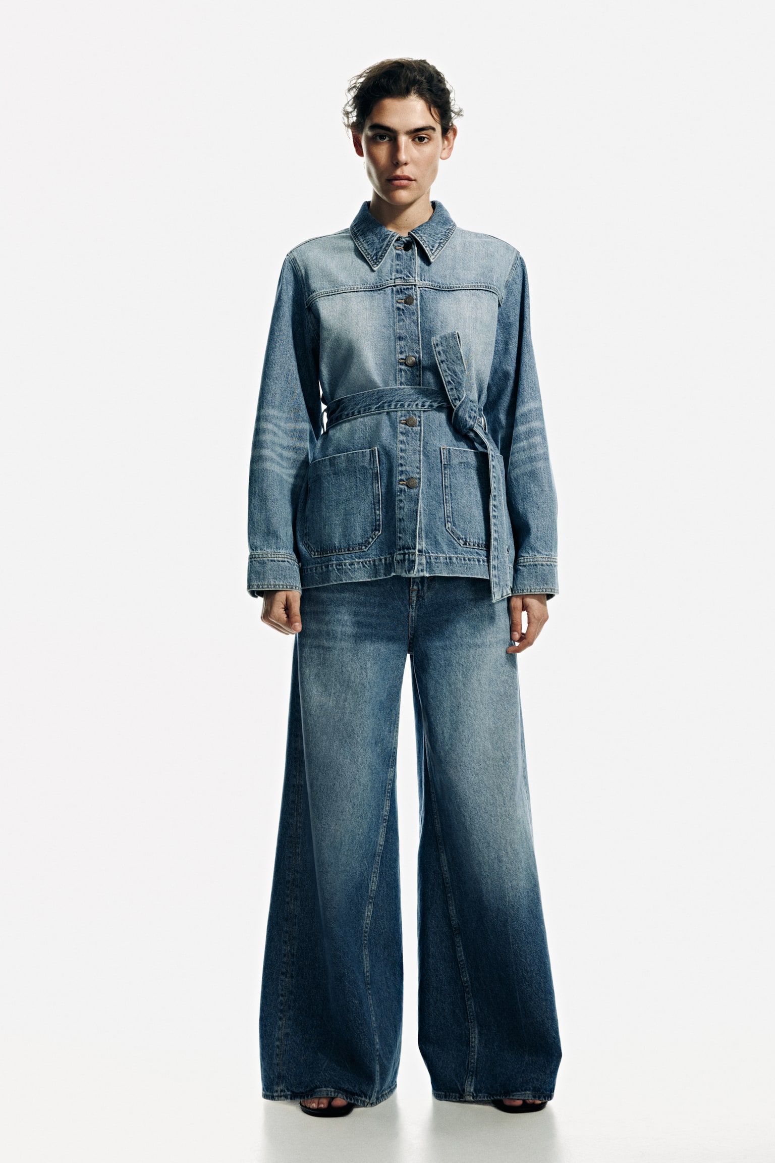Tie-belt denim jacket - Denim blue/Light denim blue - 5