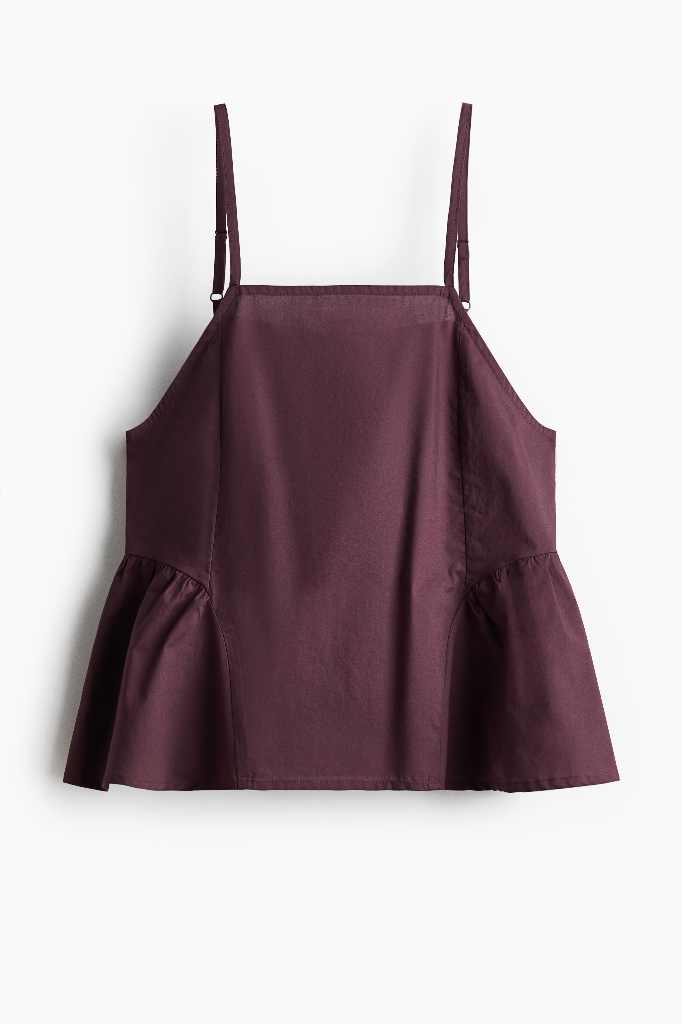 Poplin peplum top - Burgundy/Cream/Striped