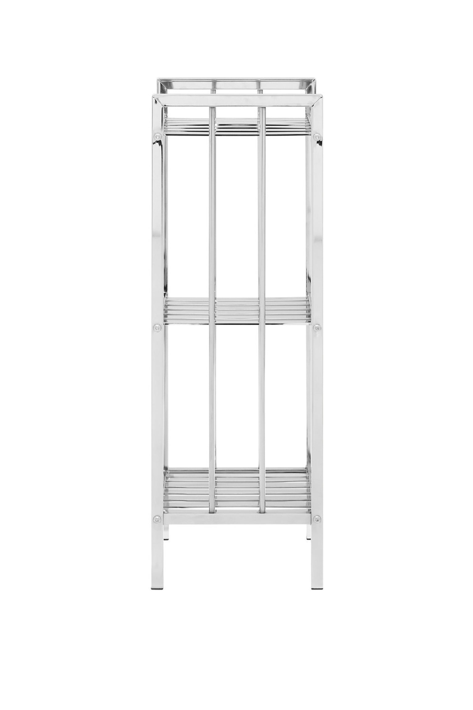 Dara 3 Tier Chrome Shelf Unit With Slatted Sides - Grey - 3