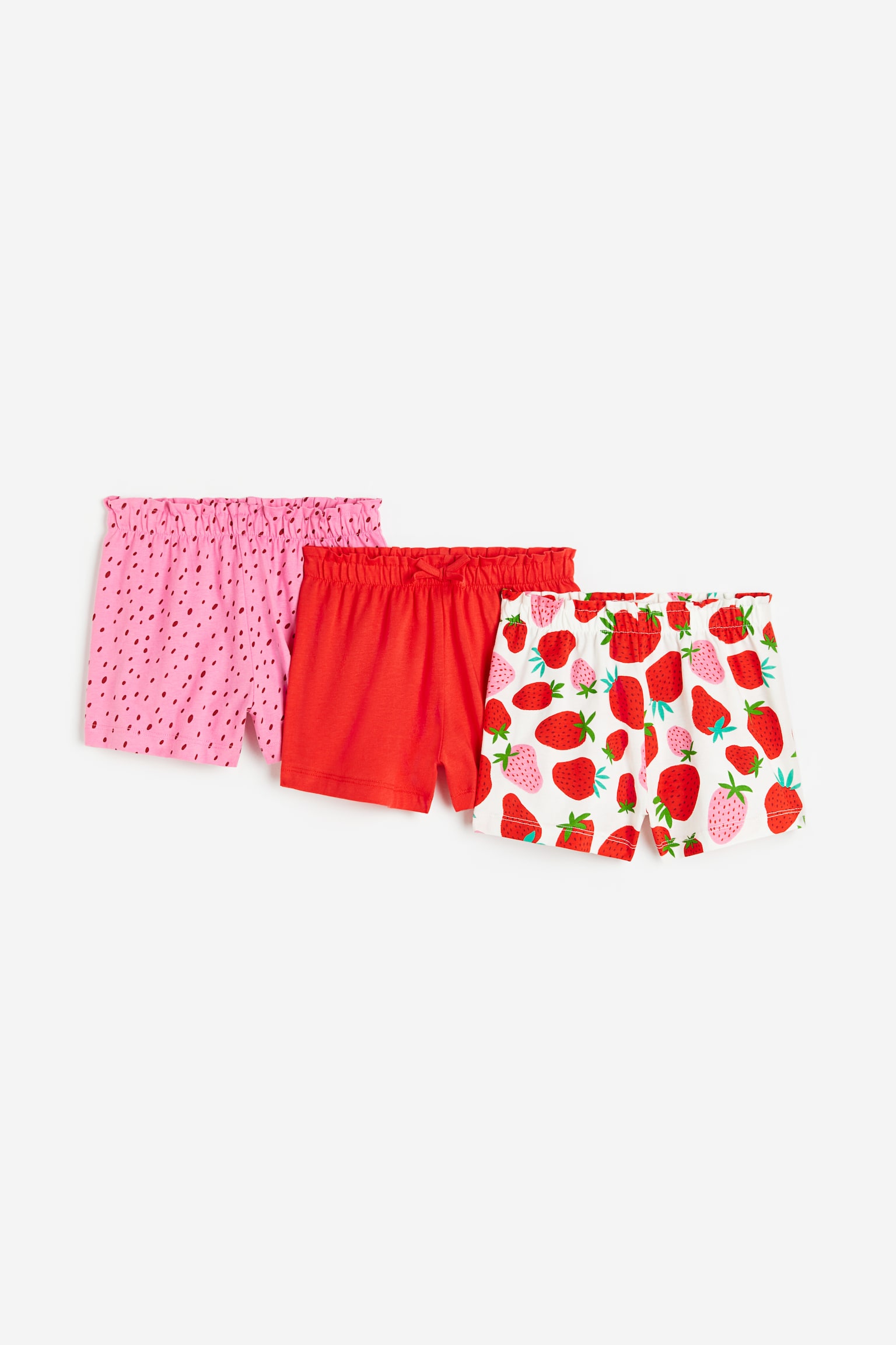 3-pack jersey shorts - Bright red/Strawberries/Dusty pink/Lemons/Beige/Leopard/Pink/Palm trees/Light blue/Butterflies/White/Striped - 1