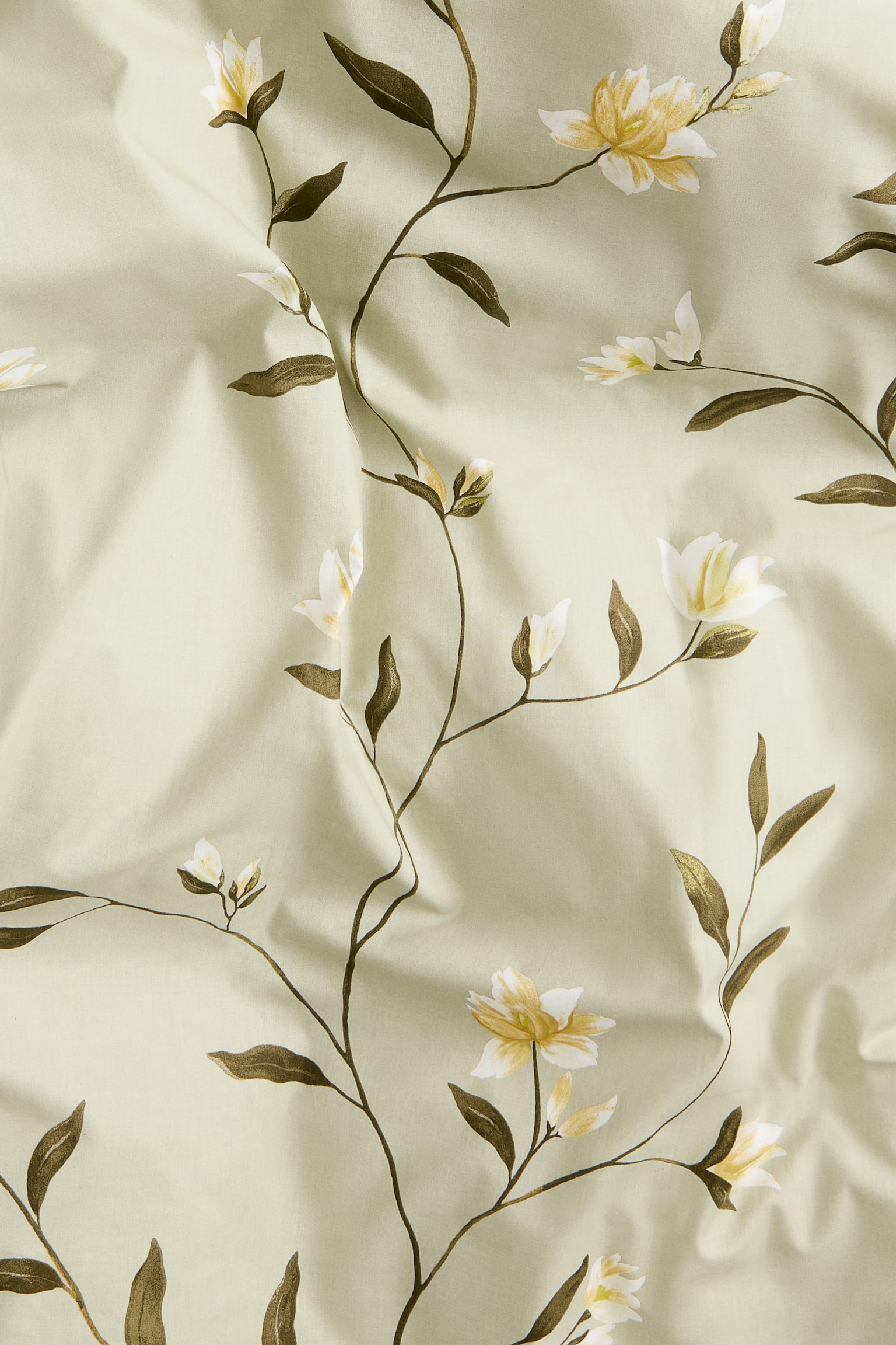 Cotton double/king duvet cover set - Light green/Floral/Light beige/Floral/White/Floral - 4