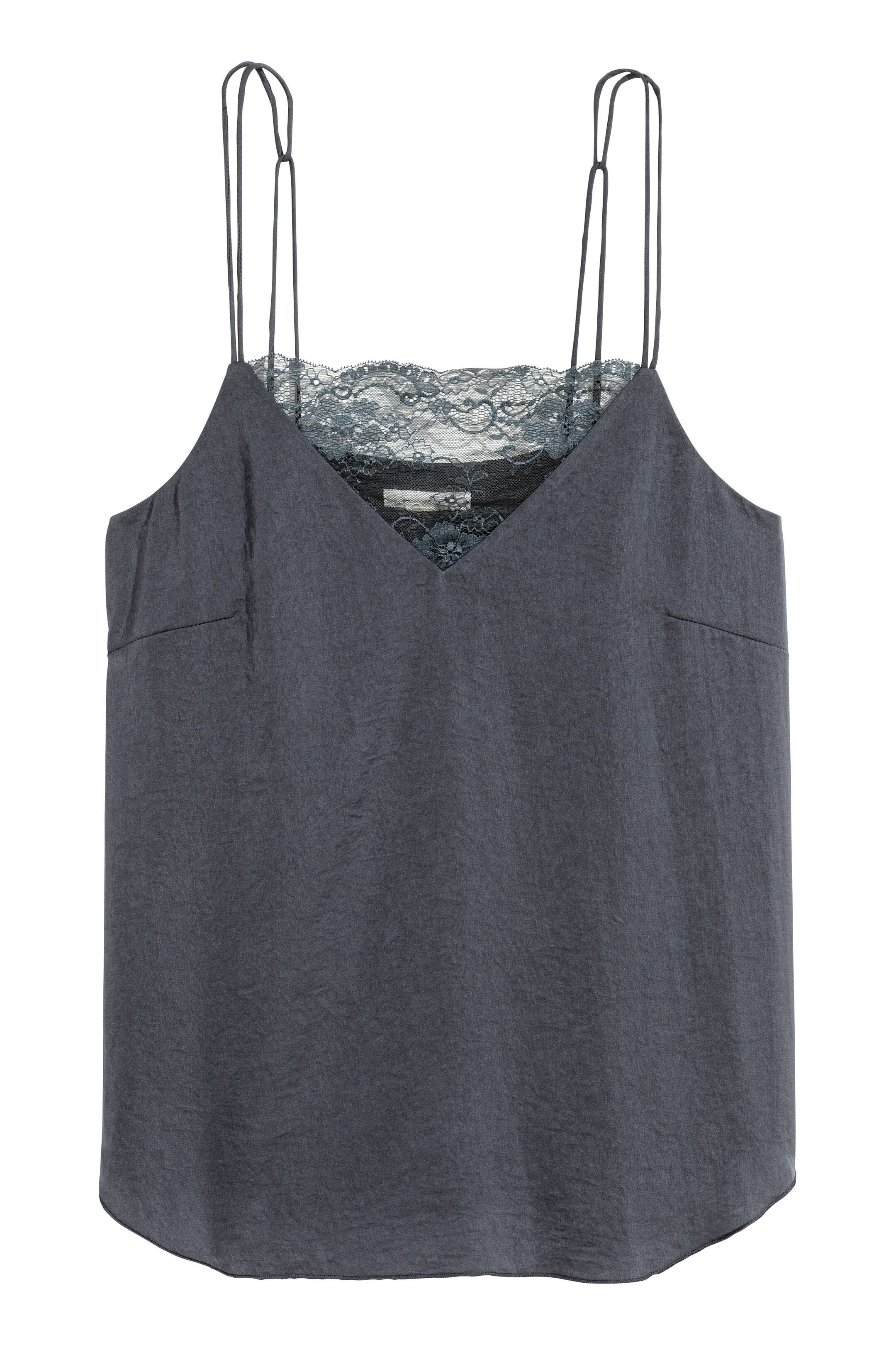 View larger image: Strappy crêpe top - Dark grey - Ladies | H&M GB 1