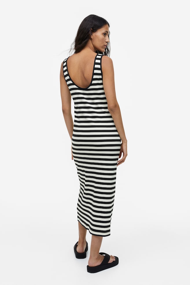 Ribbed dress - Black/White striped/Light grey marl/Red/White striped/Light pink/Green striped/dc - 5