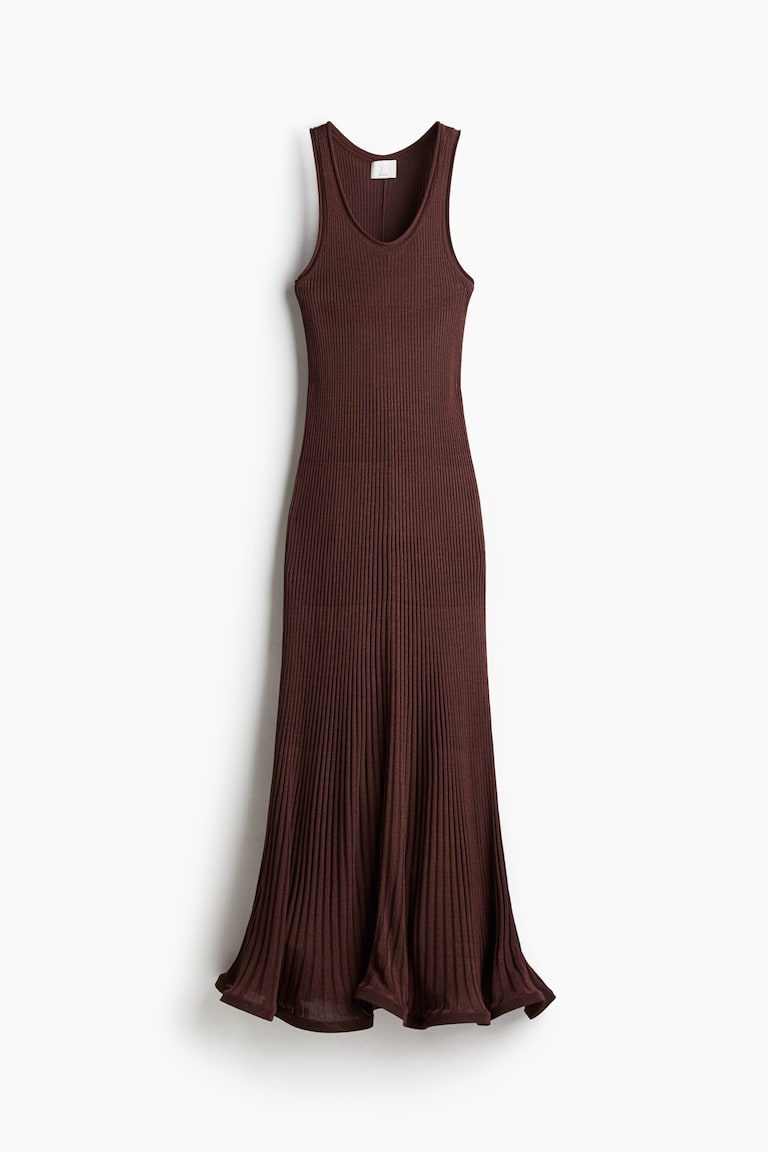 シルクブレンドマキシワンピース - ダークブラウン - レディース | H&M JP 